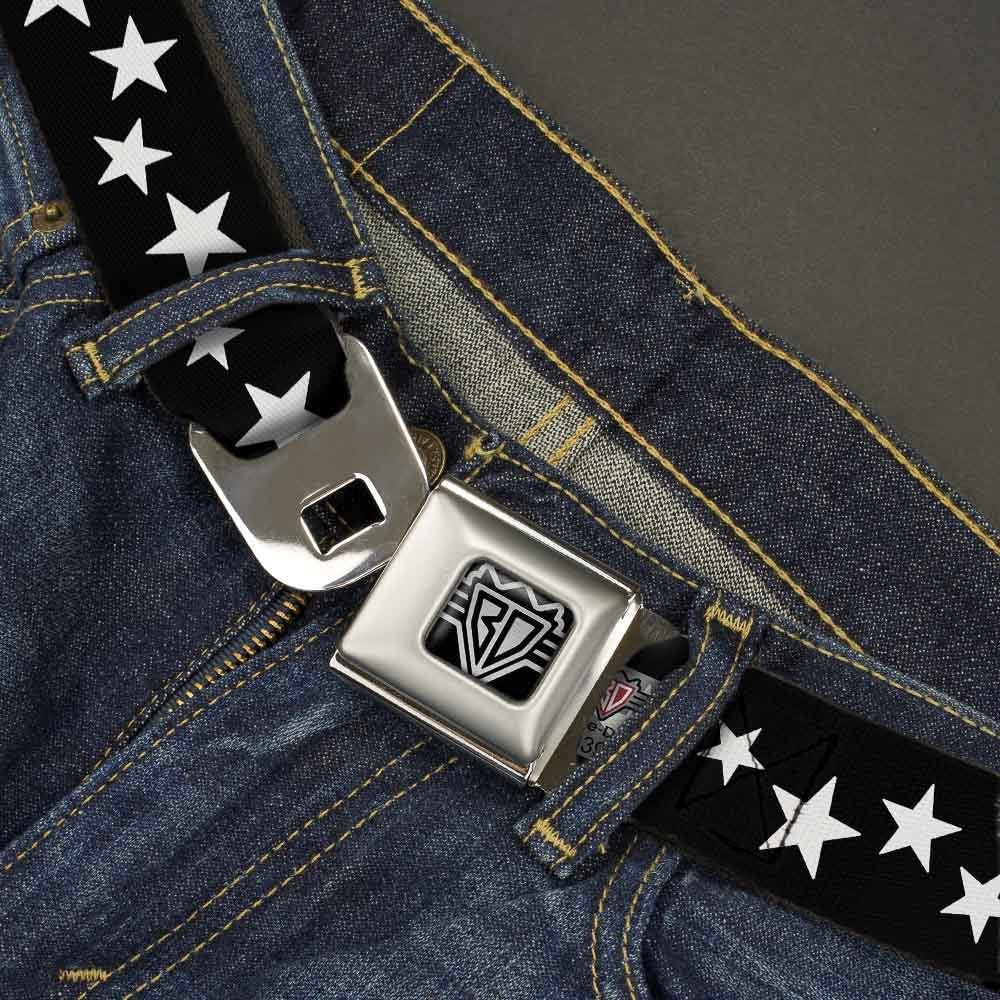 Buckle-Down Unisex-Adult's Seatbelt Belt Stars Regular, Multi Black/White, 1.5" Wide-24-38 Inches