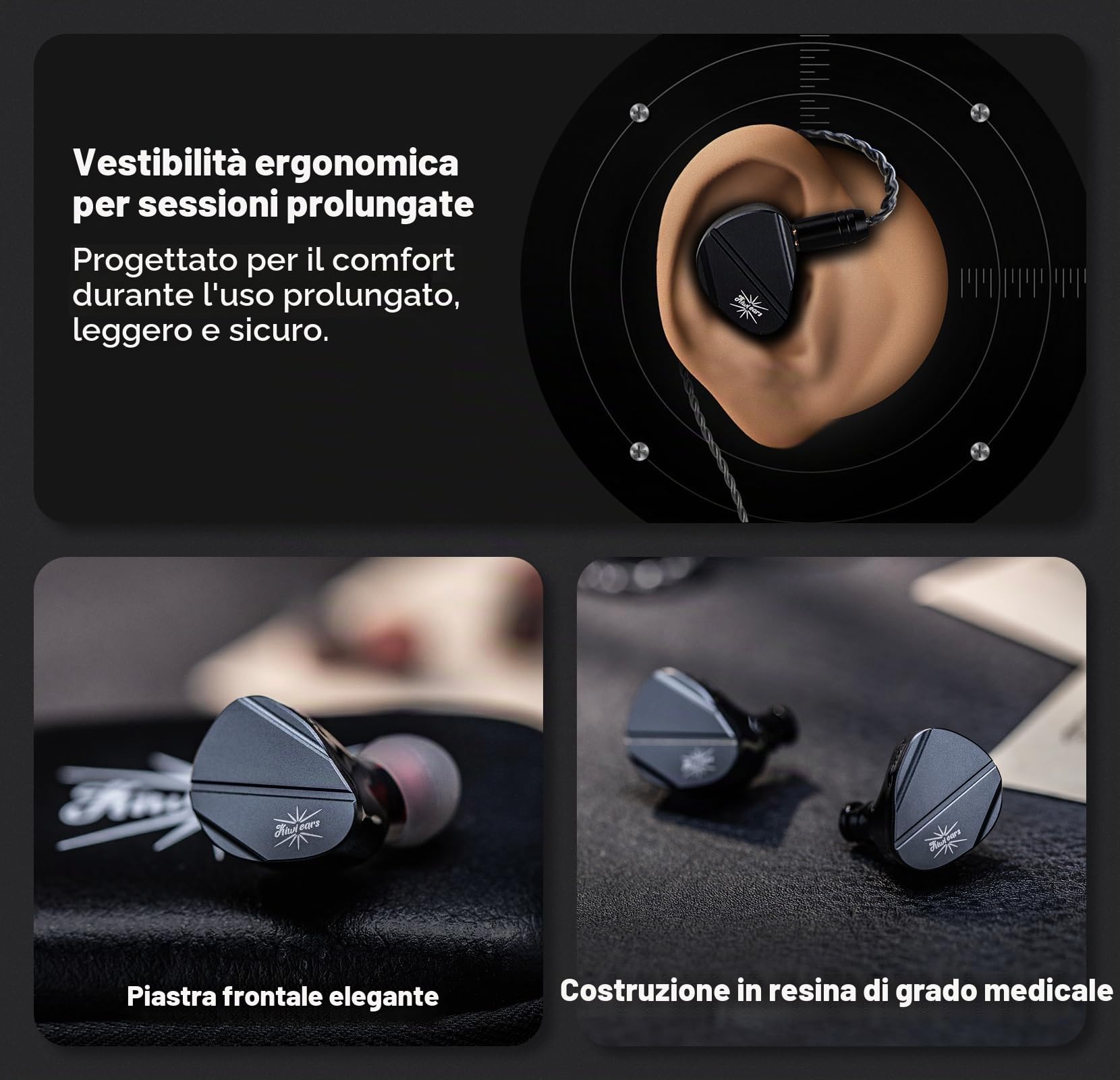 Linsoul Kiwi Ears Canta In-Ear Monitor, cuffie ibride 1DD+2Planar, cuffie da gioco, IEM con cavo HiFi, con cavo IEM staccabile per musicisti audiofili