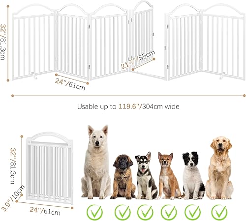 Miniatura 4 de BHG Puerta independiente de metal para perros sin ensamblaje con puerta a través, extra ancha de 144 pulgadas, puerta extra alta de 32 pulgadas para