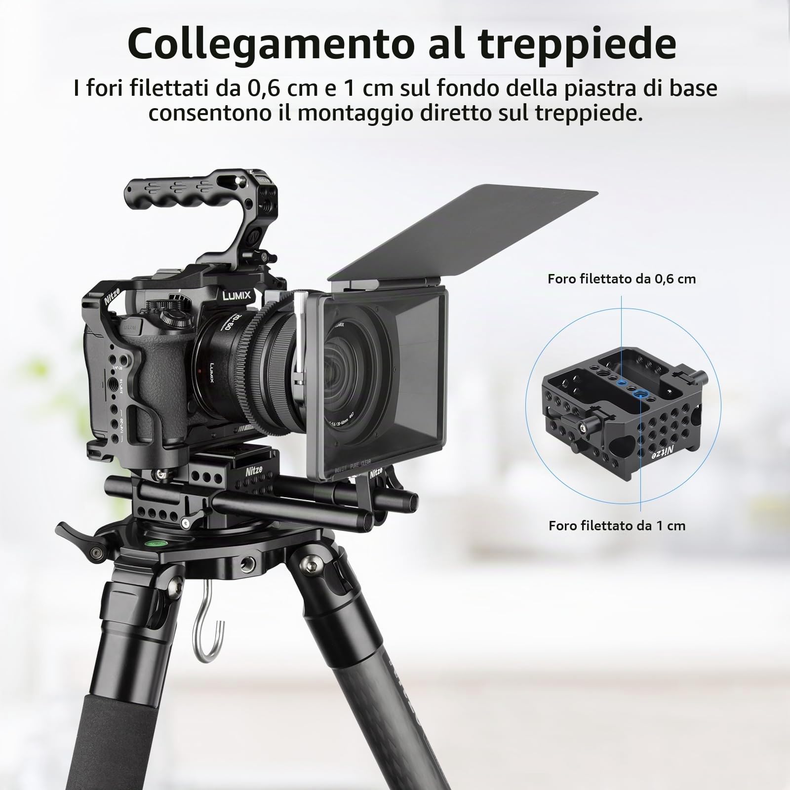 Nitze 15 mm LWS Baseplate per Telecamera, con Piastra Base per Manfrotto Standard, Installazione e Rimozione Rapida per Telecamere e Gabbie - PB13