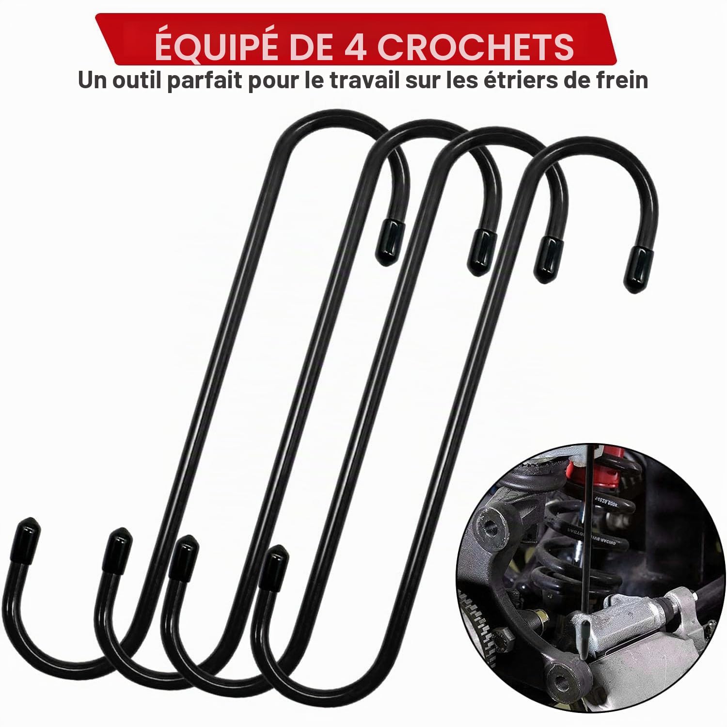 Outil de Compression d'Étrier de Frein, Outil avec 4 Crochets pour étrier, Outil Universel de Compression d'étrier de Frein à Disque, compresseur de Piston de Frein pour réparation Automobile