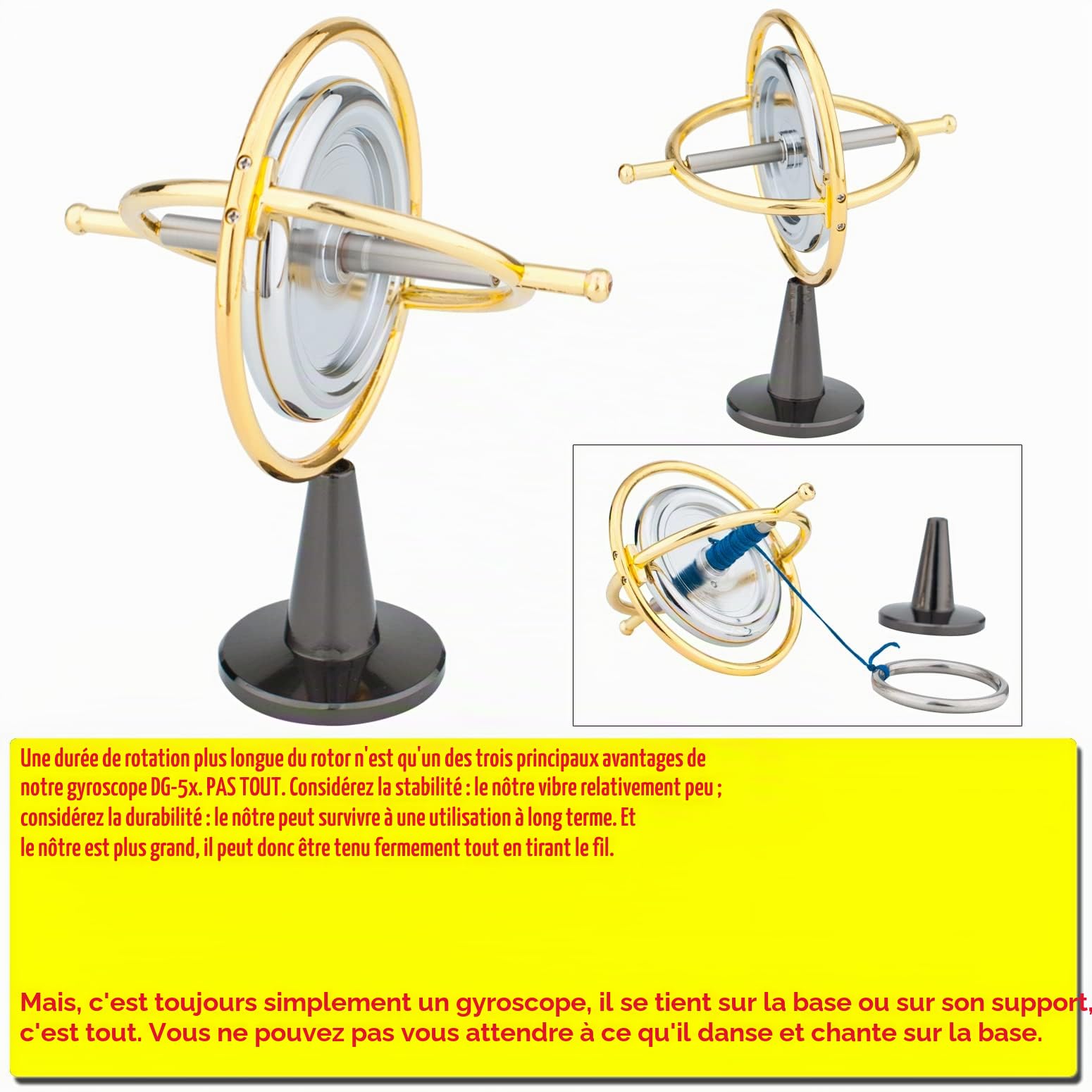 DjuiinoStar Gyroscope robuste (rotor en acier massif usiné CNC) : stable et robuste (passer le deuxième test de chute au sol); long temps d'essorage (plus de tours) ; jouet fidget haut de gamme,