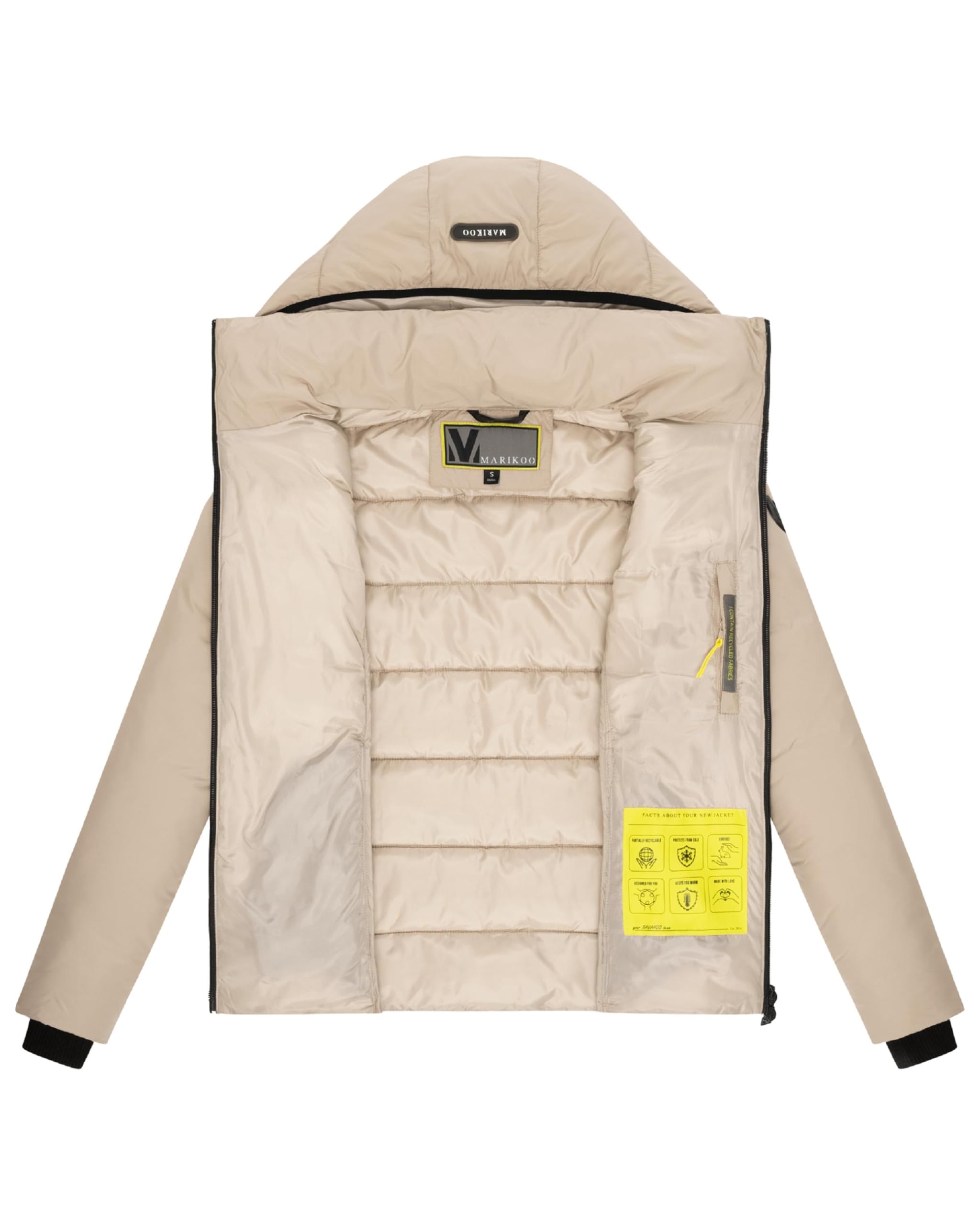 MARIKOO Basic Damen Steppjacke kurz mit Kapuze Radaa 16 XS-6XL