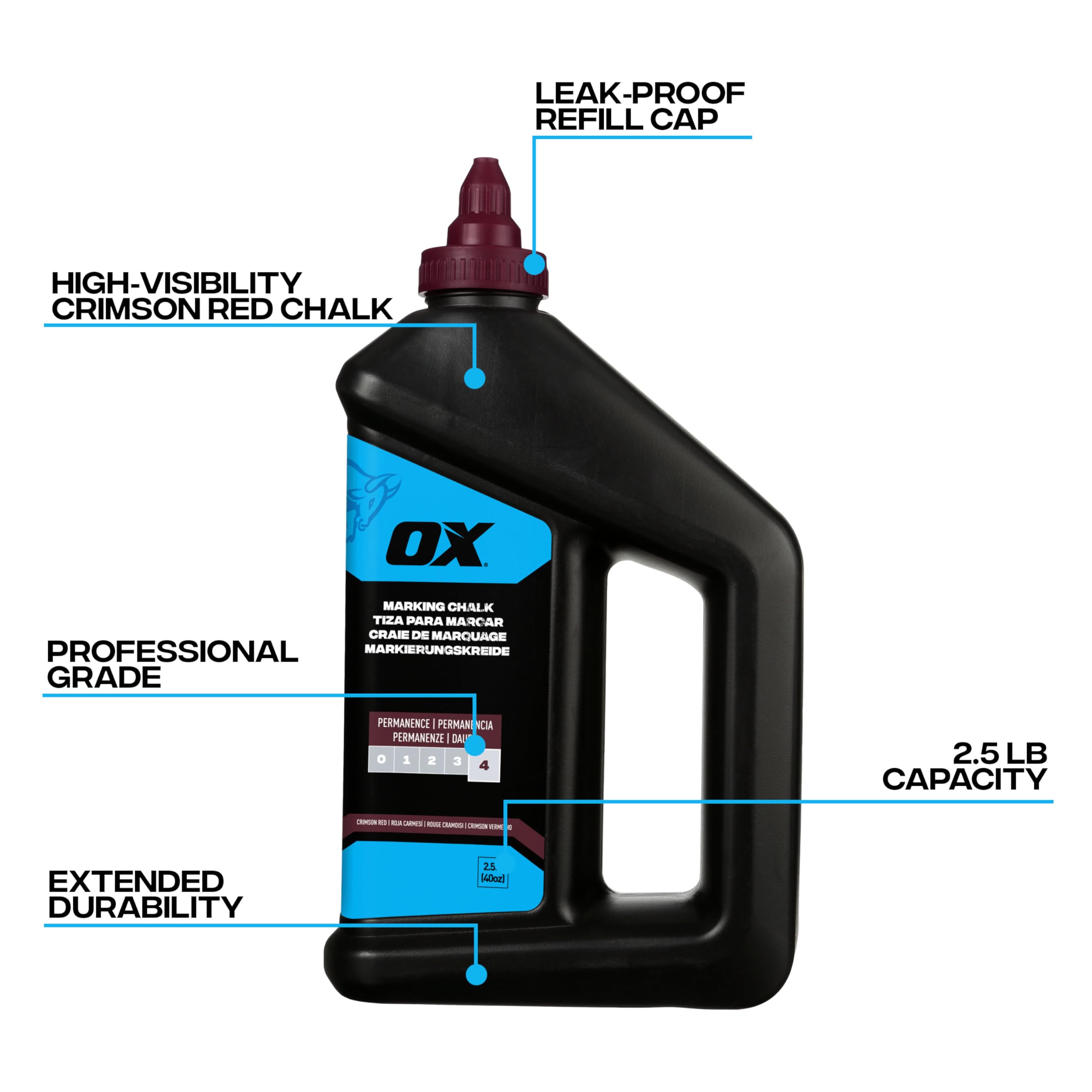OX Chalk Line Powder Red 2.5 lbs - Permanent Chalk Refill — Amazon image 2