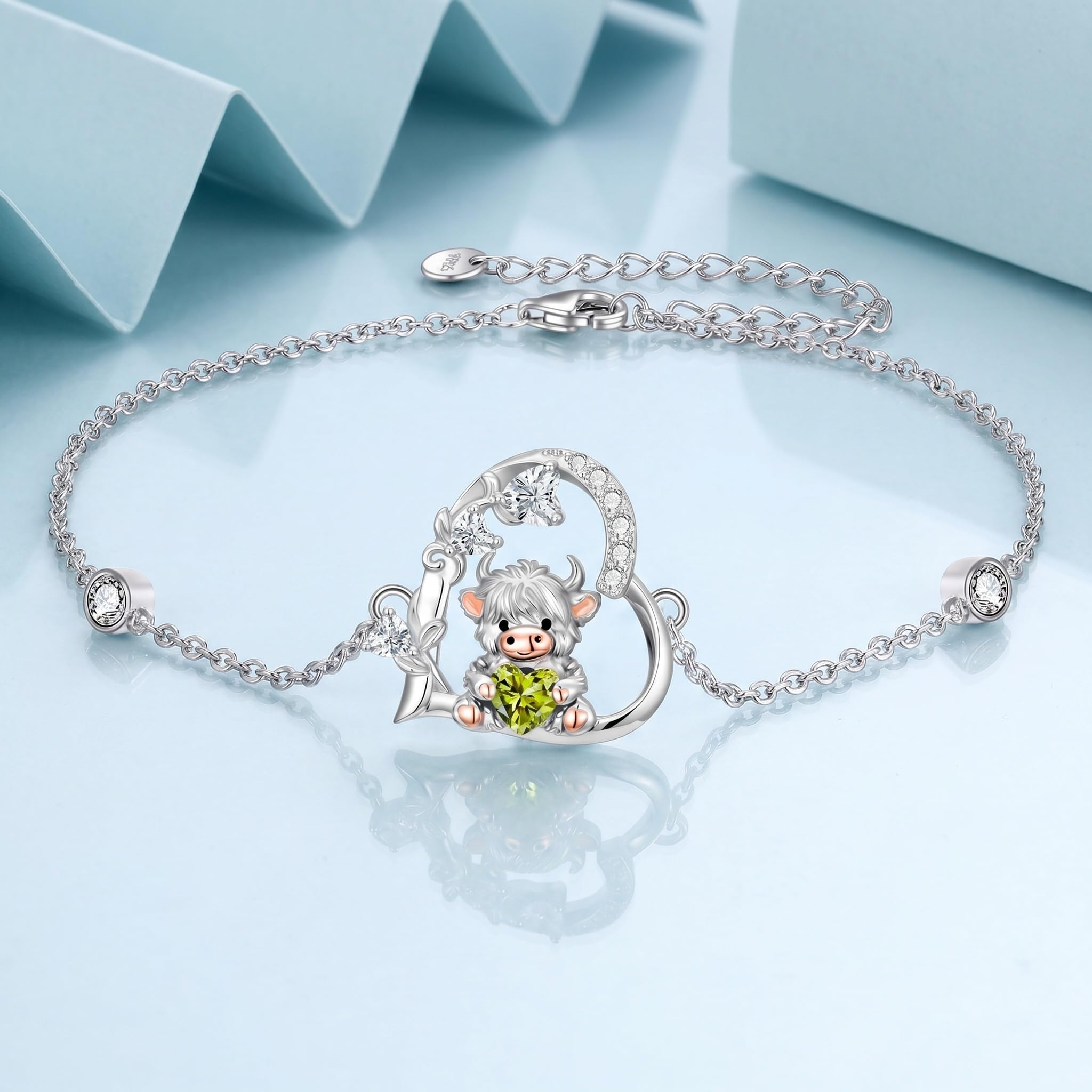 Teddybär Armband für Damen 925er Sterling Silber Bär Armkette mit Geburtsstein Teddybären Schmuck Valentinstag Geburtstag Geschenk für Frauen und Mädchen