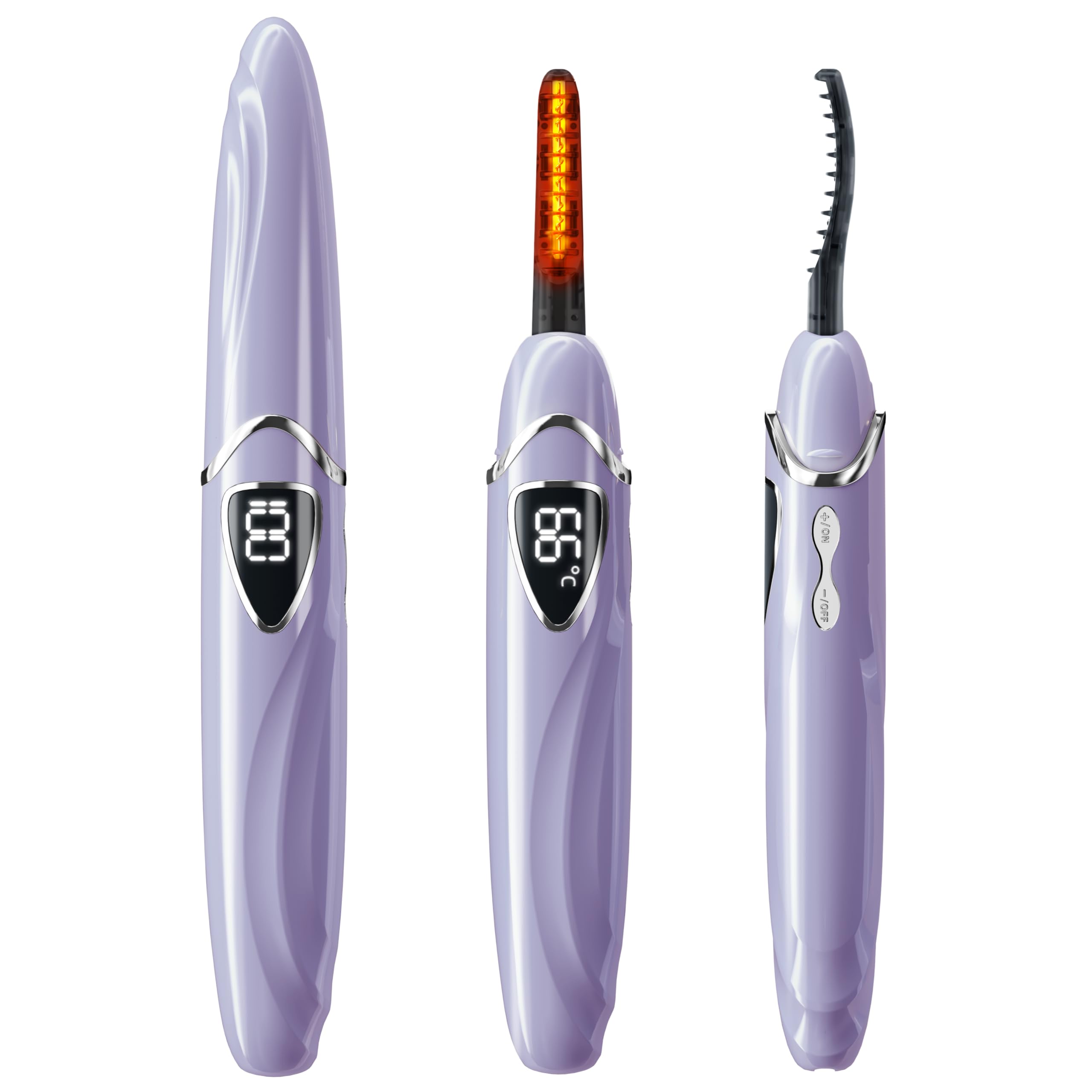 EYECURL Heated Eyelash Curler, S600 Heated Lash Curler, Accurate Temperature Control Electric Eyelash Curler Heated Curlers - Long Lasting (Lavender Mist/Silver, S600-148MM)