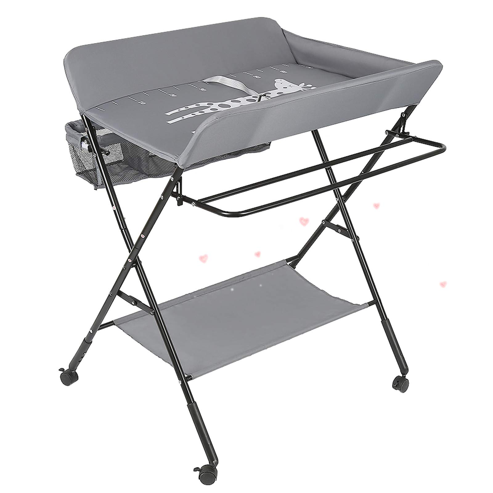 Fasciatoio Pieghevole e Mobile Multifunzionale con Misura, Tavolo Cambio Pannolini Bebè MAX 50 kg