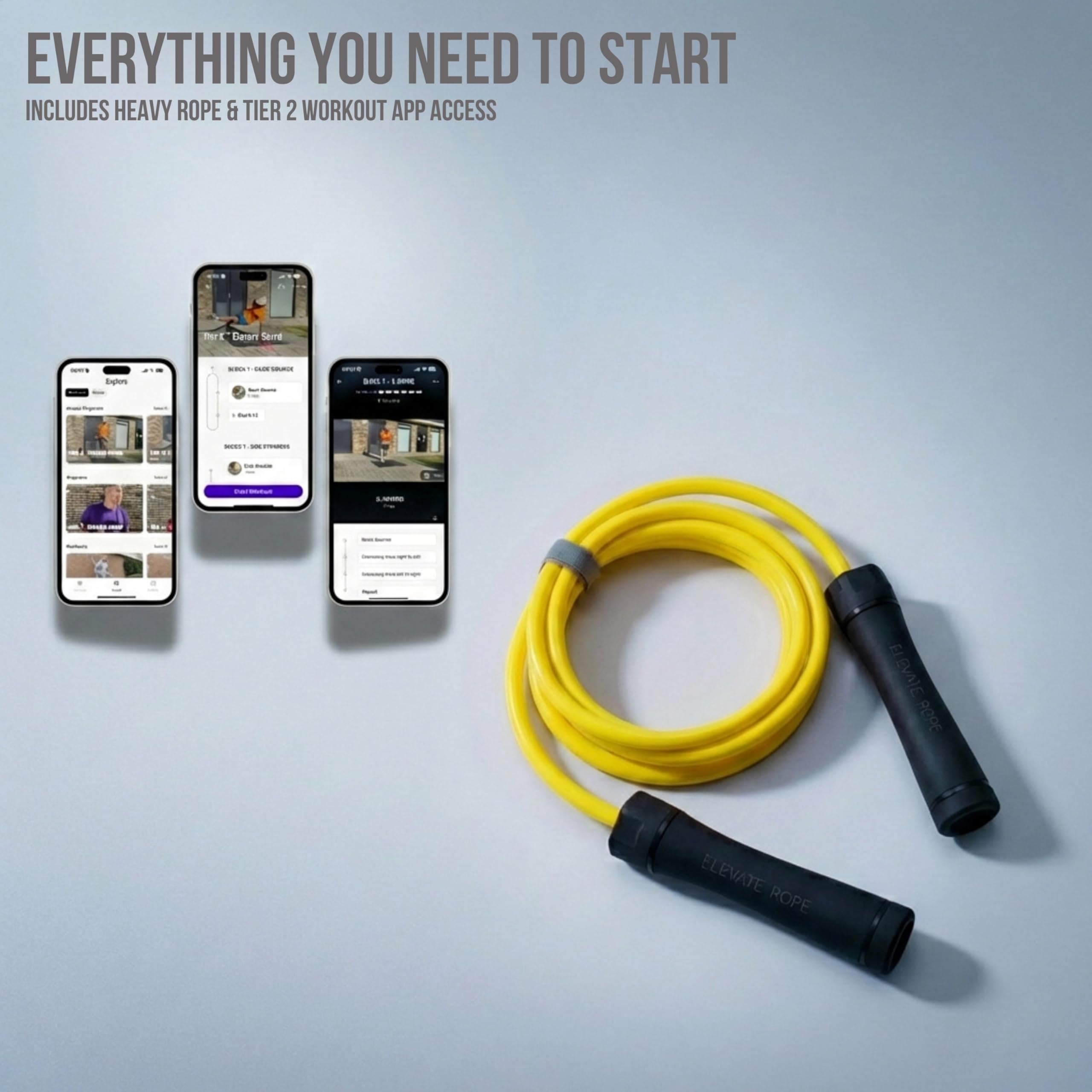 Elevate Rope Schweres Springseil Verstellbar 3 m mit Gratis Trainings-App – 10 mm PVC-Seil für Kraft, Cardio & Ausdauer