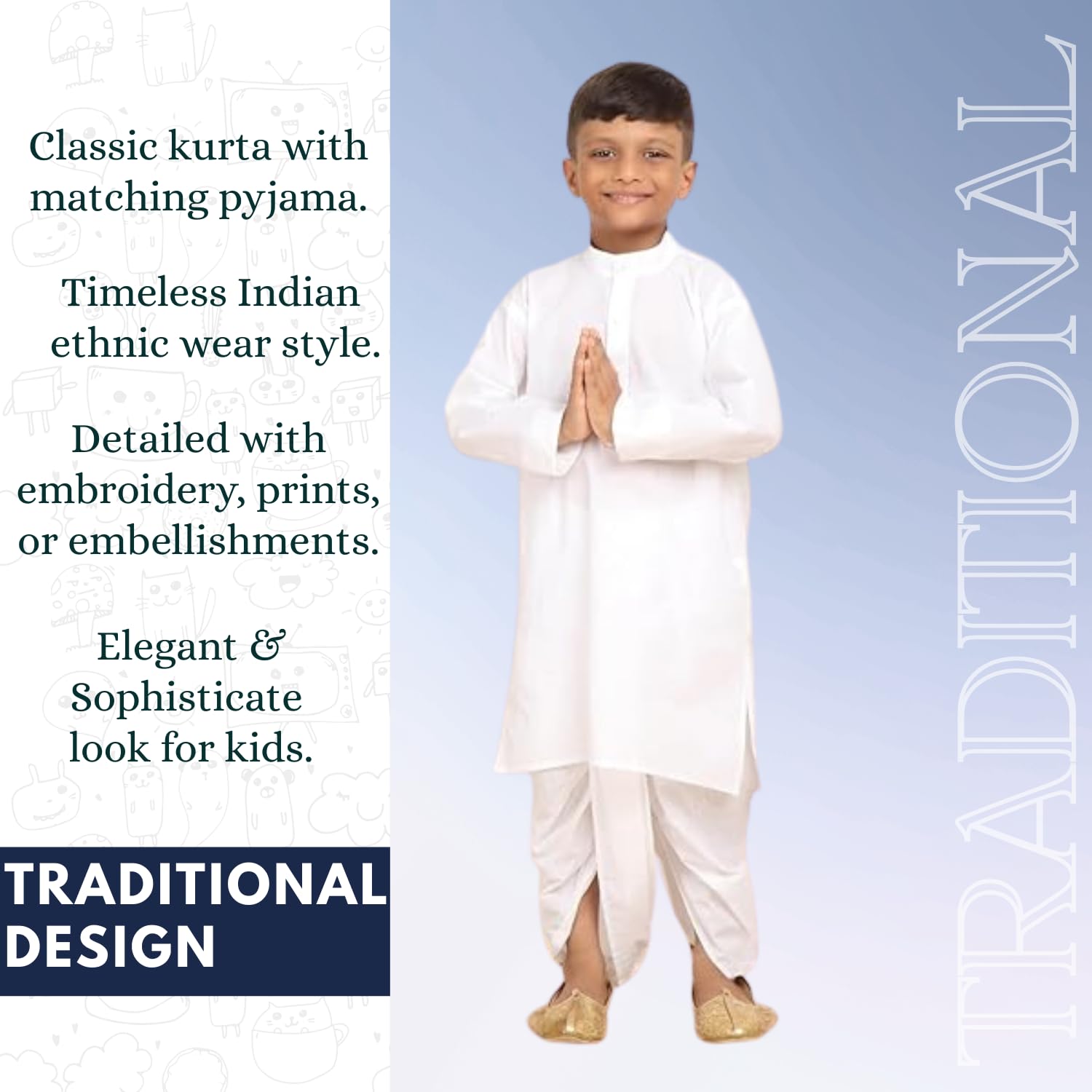 BABA AND BABY Boy's Cotton Solid White Kurta Dhoti Set (White Dhoti, 6-12Months) 2