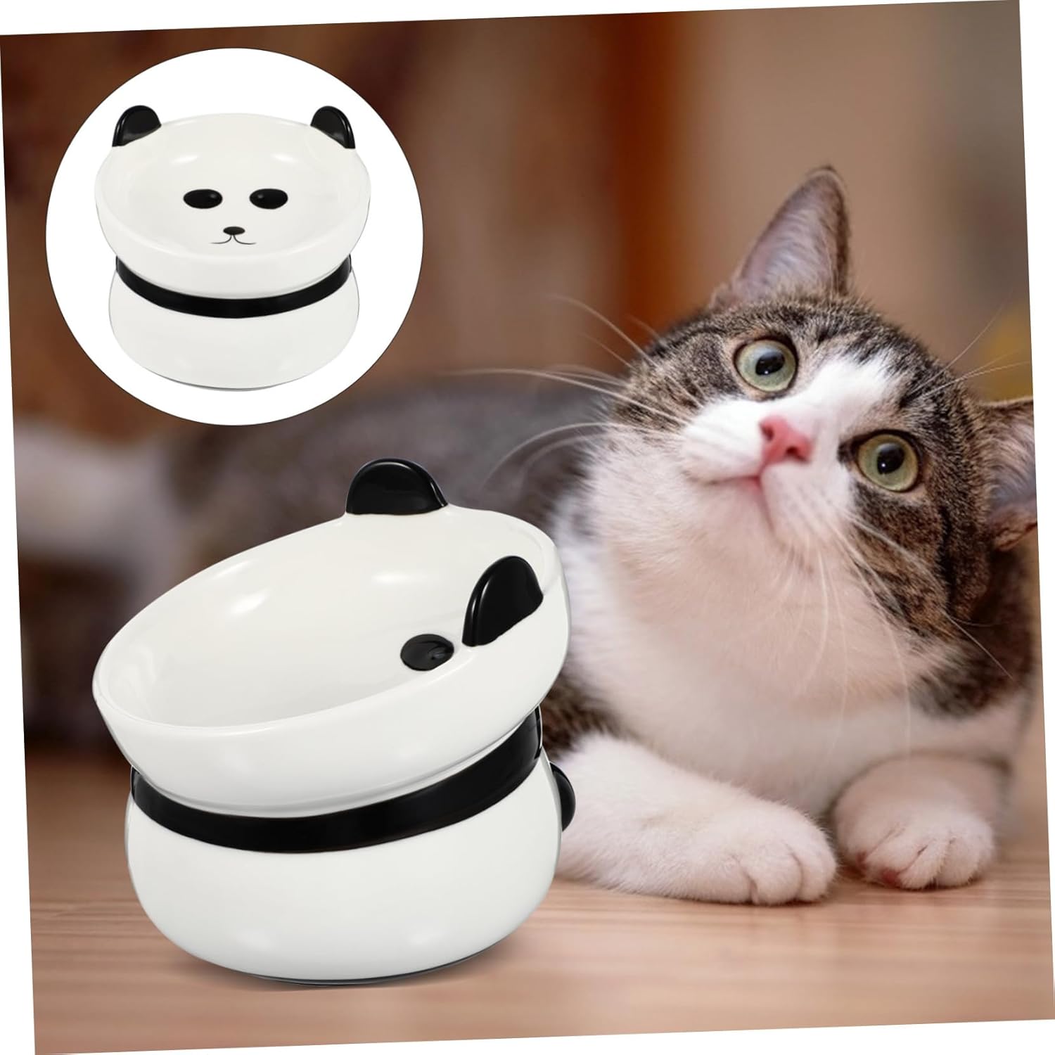 Anti-flip Ceramic Cat Bowl with Neck Guard Non-Slip Capacity Pet Food Dish for Puppies and Cats Easy to Clean Feeding Bowl