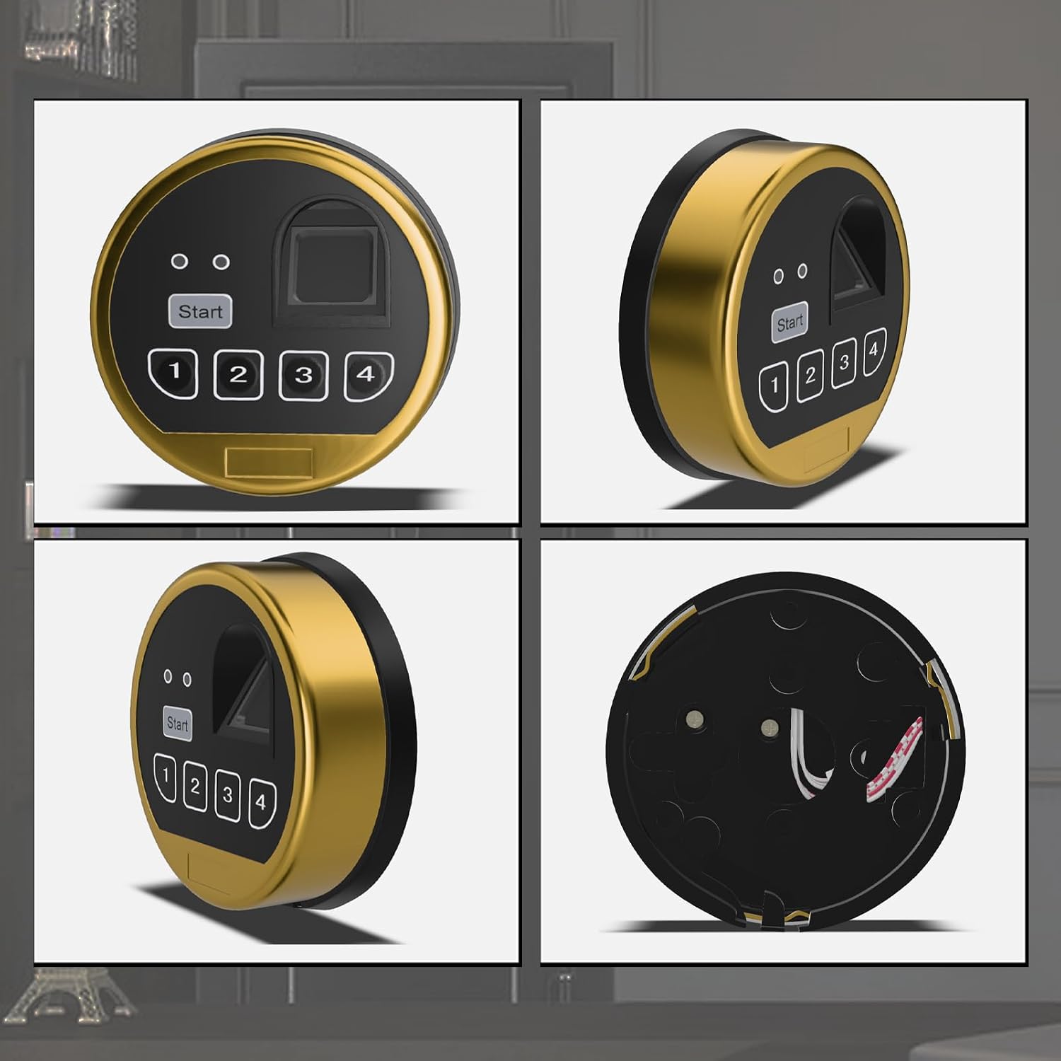 EMP Fingerprint and Digital Safe Electronic Keypad Lock, Gun Safe LockReplacment with Swing Bolt Lock & 2 Emerency Keys, Gold Color Keypad Lock(Right Swing Bolt)