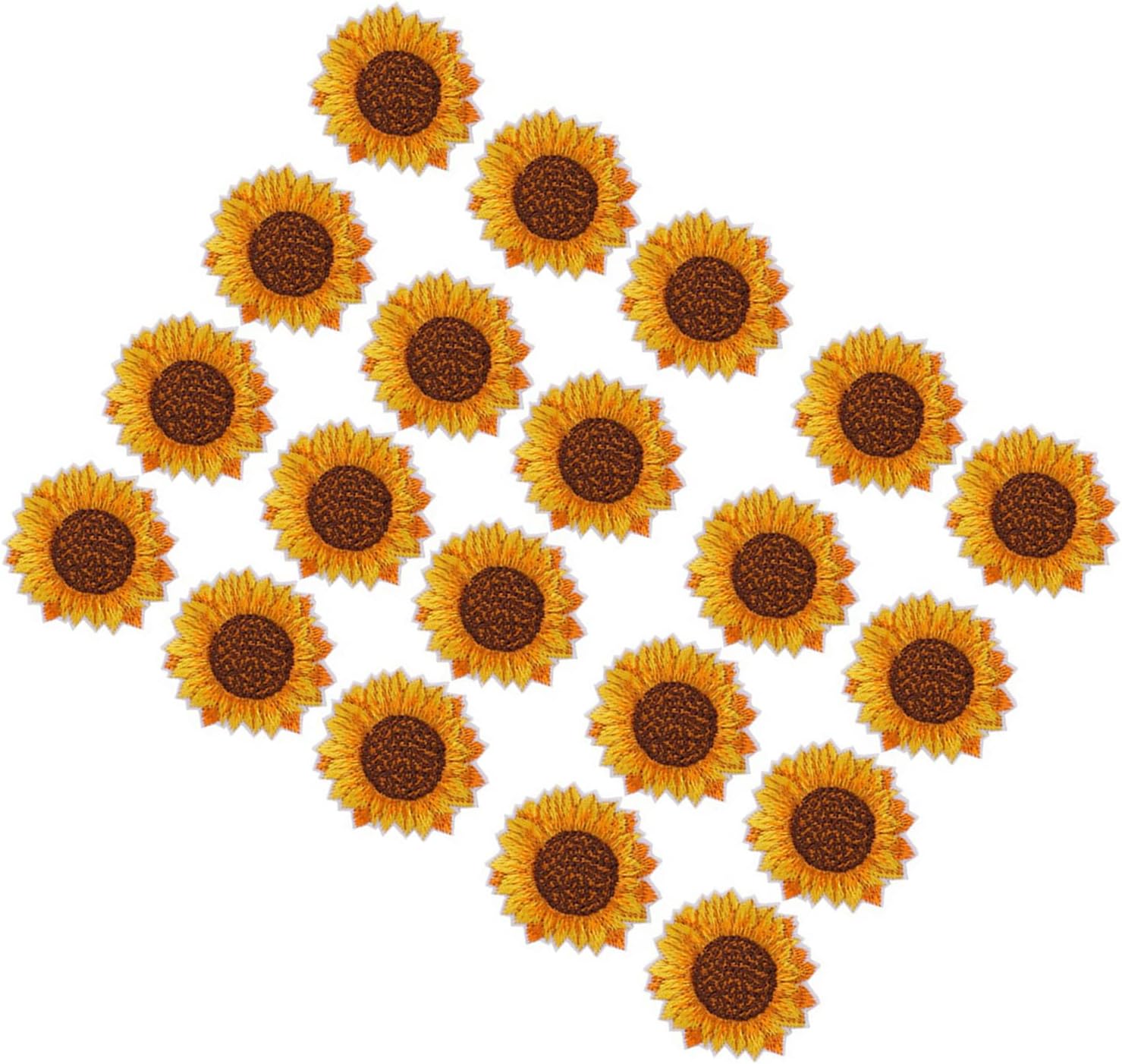 20PCS Sunflower Embroidered Patch, Sunflower Sew On Patches 20PCS Sunflower Pattern Sew On Iron On Embroidered Patch DIY Clothes Backpack Applique