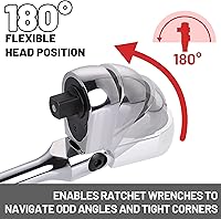 Vista 3 de Mango de trinquete de accionamiento de 1/2 pulgada, trinquete de cabeza flexible de 1/2 trinquete de mango largo, trinquete de cabeza giratoria