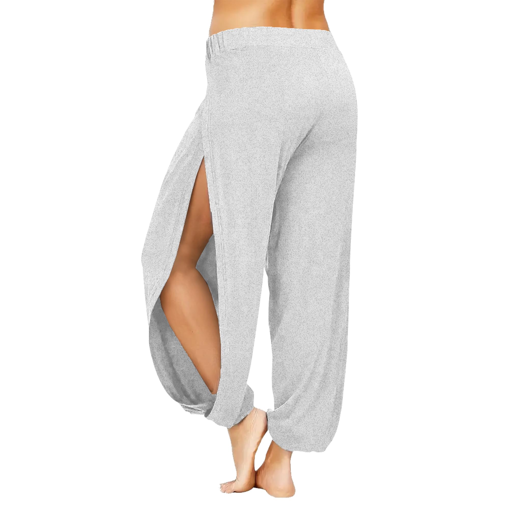 Topjini Harem Pants for Women Double High Slit Leg Flowy Yoga Pant Pilates Dance Hippie Wrap Beach Cover-Up Pants