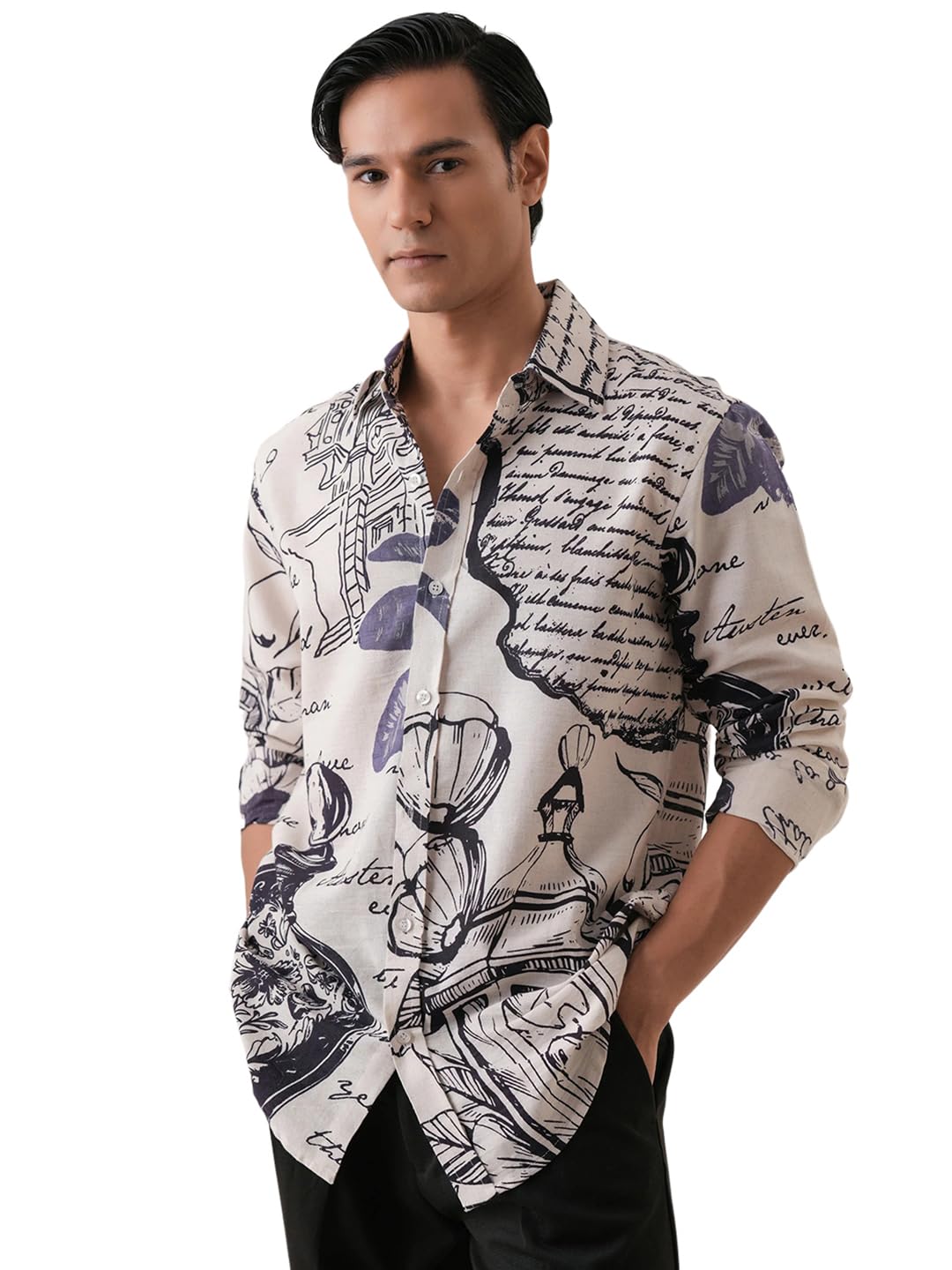 pinkmint Men Printed Cotton Flex Shirt | Stylish Designer | Regular Fit Floral & Abstract Print Shirt for Men (Available in Plus Size)-picture-54