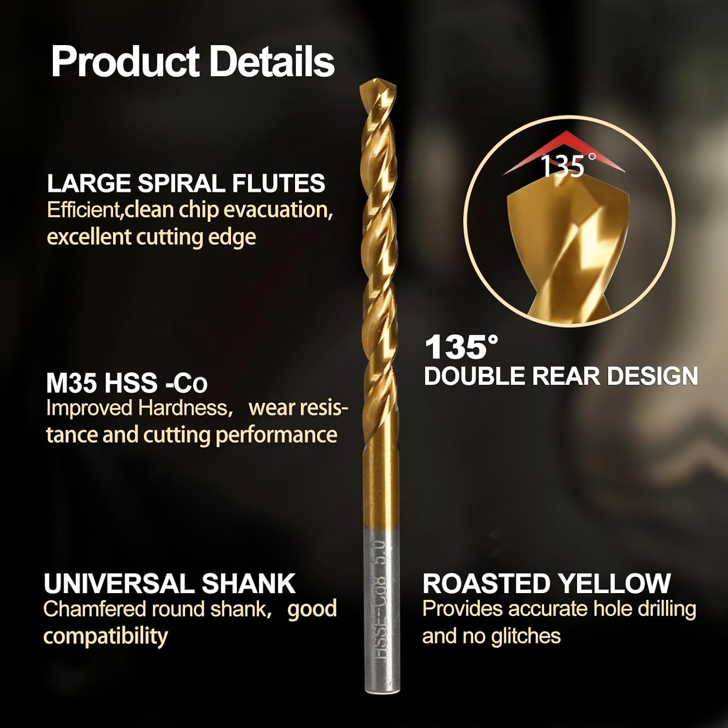 M6 x 1 Spiral Point Thread Tap and 5.0mm Twist Drill Bit Set, High Speed Steel 6542 with M35 Cobalt Drill Bits, Metric Machine Screw Threading and Drilling Tool Kit for Metalworking