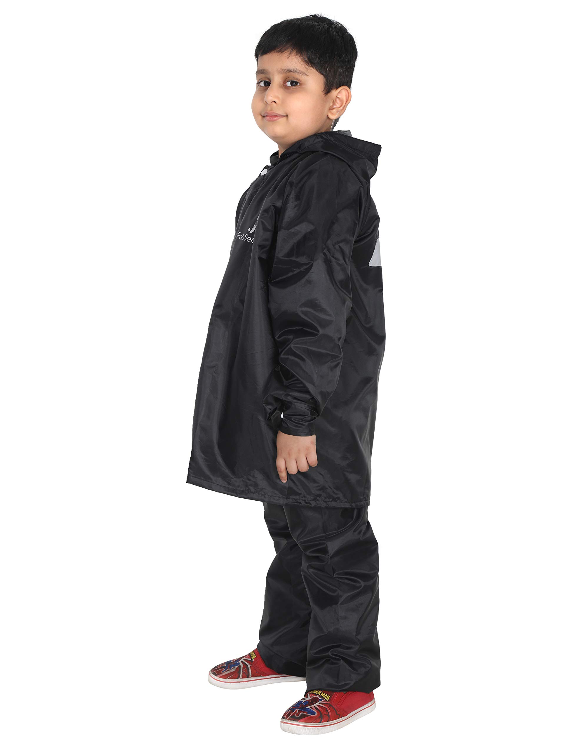 FabSeasons solid waterproof Raincoat set of pant & top for kids with hood, Age 4-5 Years 3