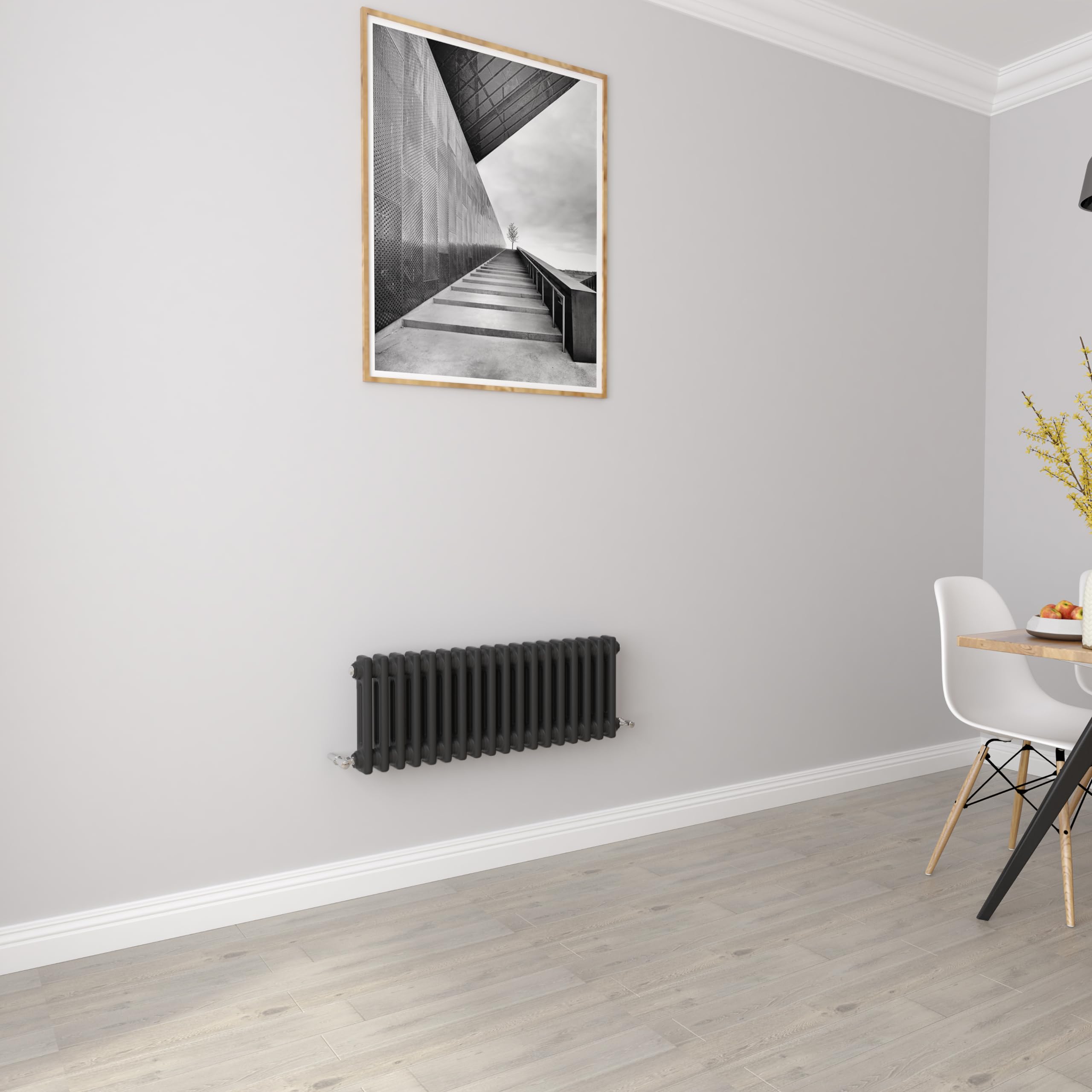 Biubiubath Black 300x830mm Cast Iron Horizontal Double Column Traditional Central Heating Radiators