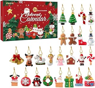 IMIKEYA Mini Christmas Ornaments, Christmas Countdown Advent Calendar Ornaments Set of 24 Resin Christmas Ornaments Angel Santa Snowman Reindeer Small Miniature Christmas Tree Ornaments