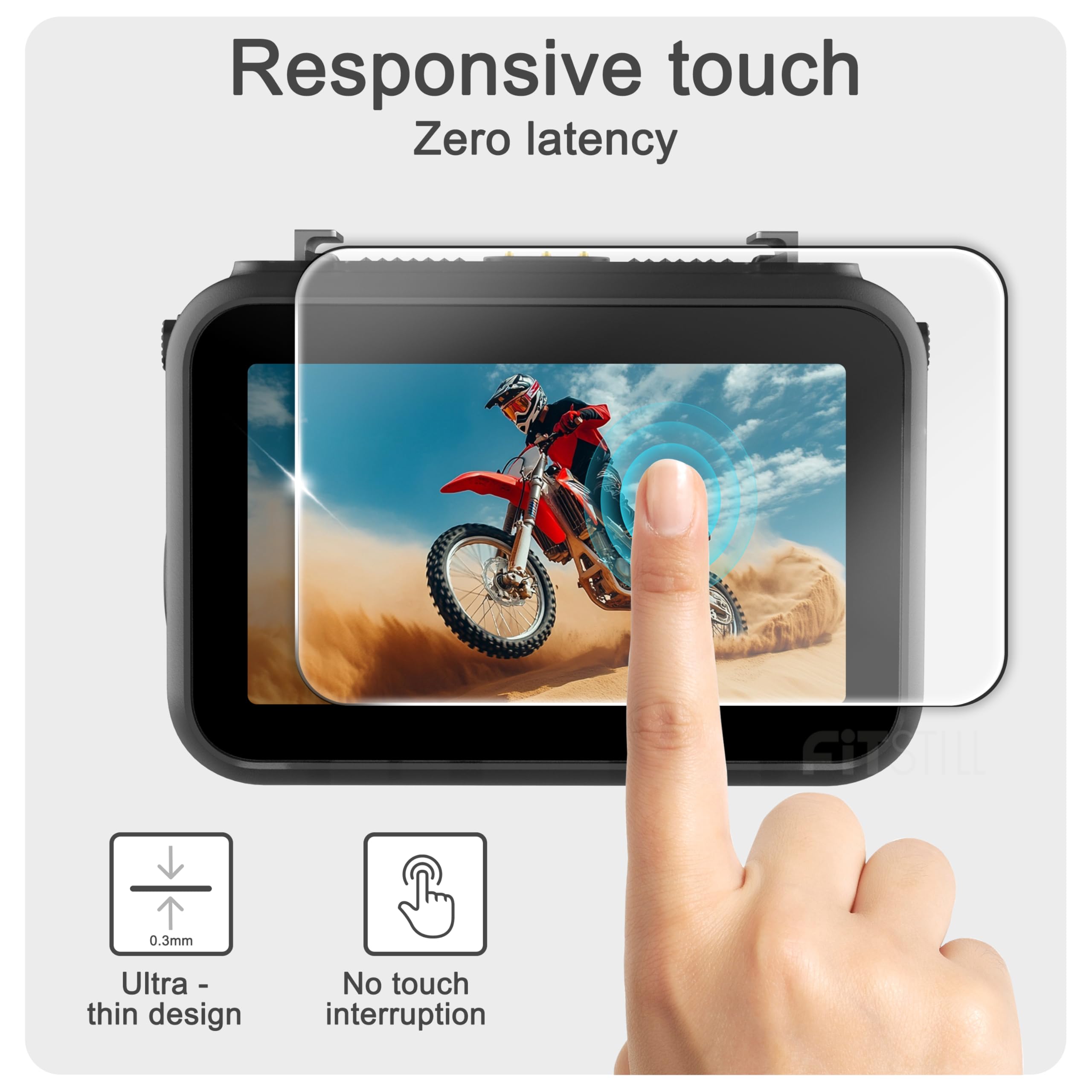 FiTSTILL Ochraniacz ekranu ze szkła hartowanego z silikonową osłoną obiektywu do DJI Osmo Nano, twardość Ultra HD 9H, odporne na zarysowania, bez pęcherzyków powietrza, akcesoria nano