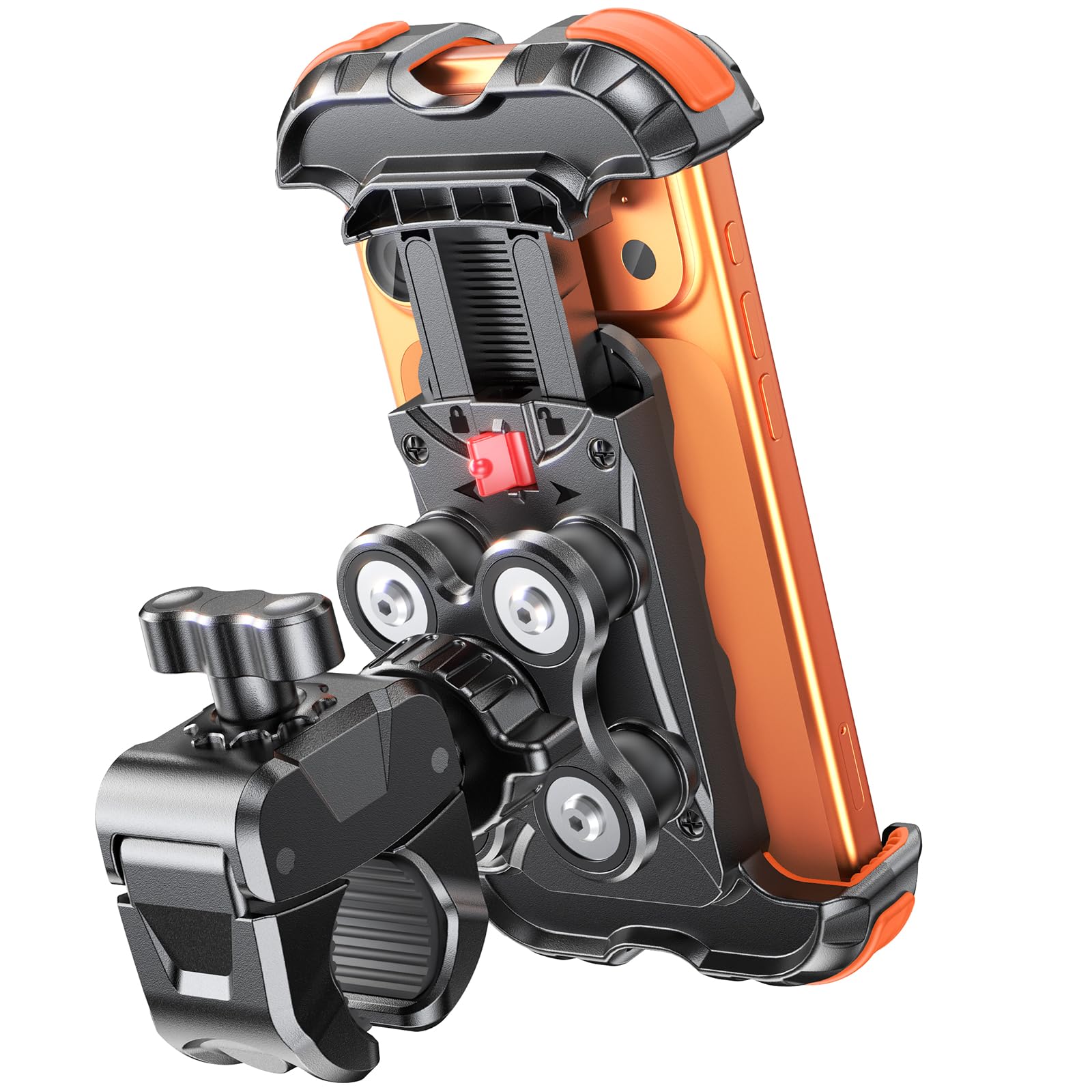 Babacom Mobile Phone Holder Anti-Vibration 360° Rotation, with Vibration Damper and Lock 1s, Strong Grip and Anti-fall, Mobile Bike Mount for ATV/Scooter, Compatible with iPhone 4.7-6.8 Inches
