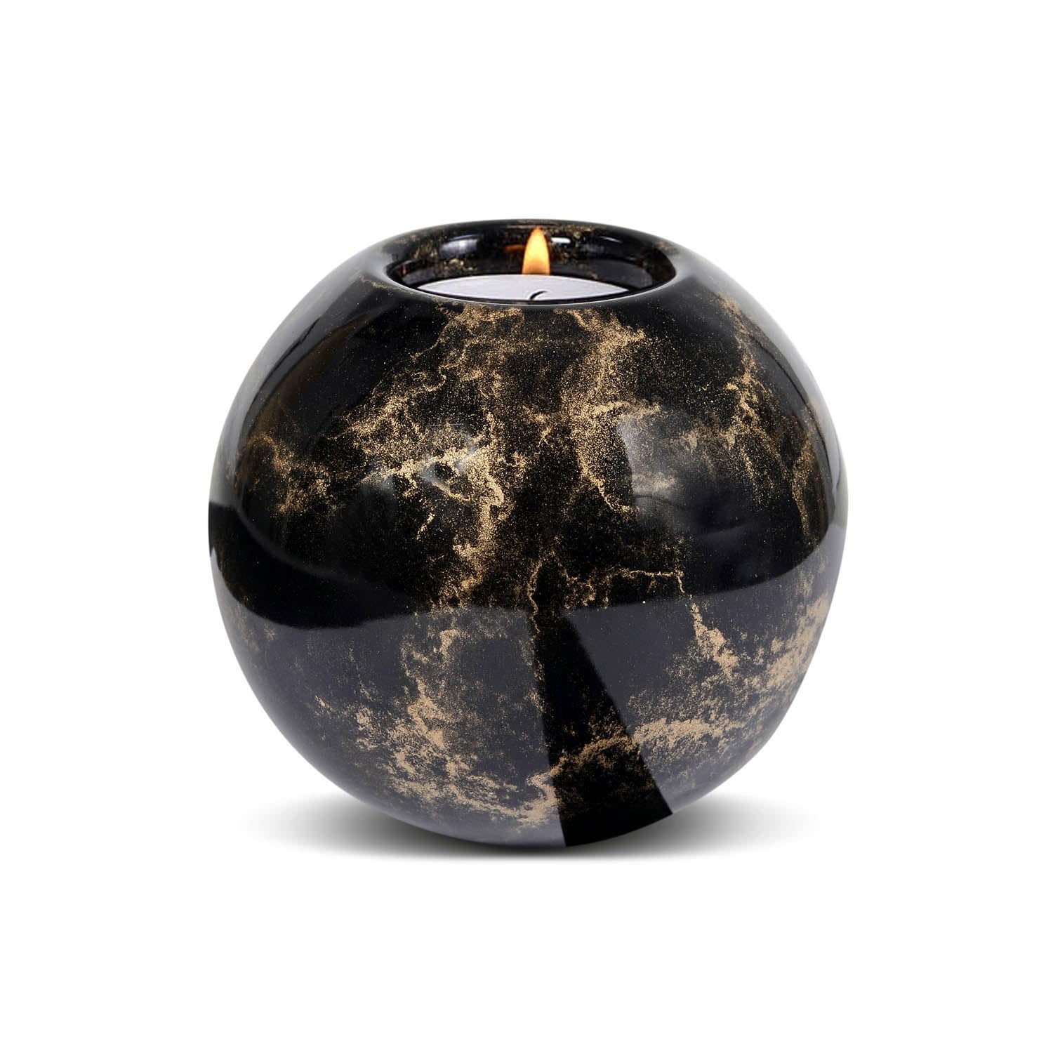 Urna per ceneri in vetro con portacandela - urna elegante per cane e gatto - 500 ml - nero oro