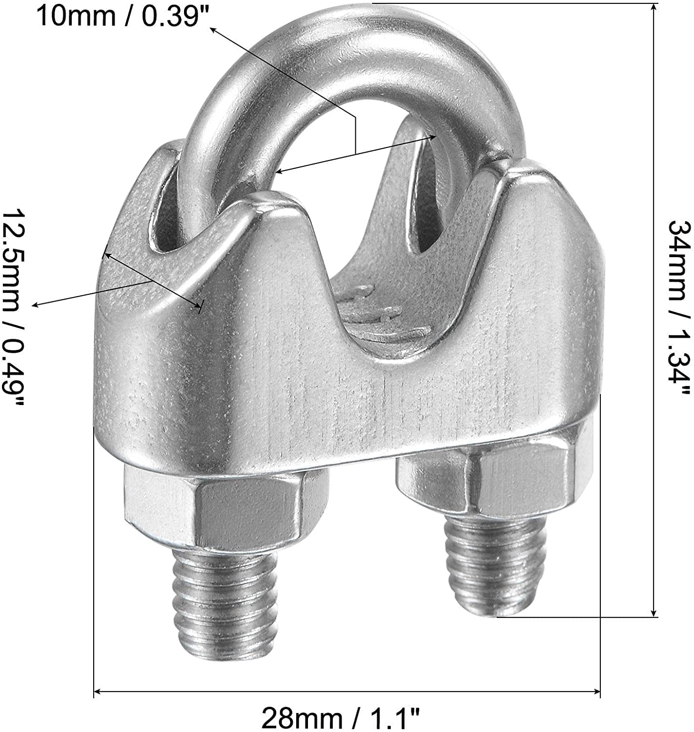 Joyangy 20pcs M3 acciaio inossidabile duplex cavo clip morsetto per cavi, doppio bullone morsetto, 2-Post fune clip per cavo metallico 1/8 di pollice diametro cavo