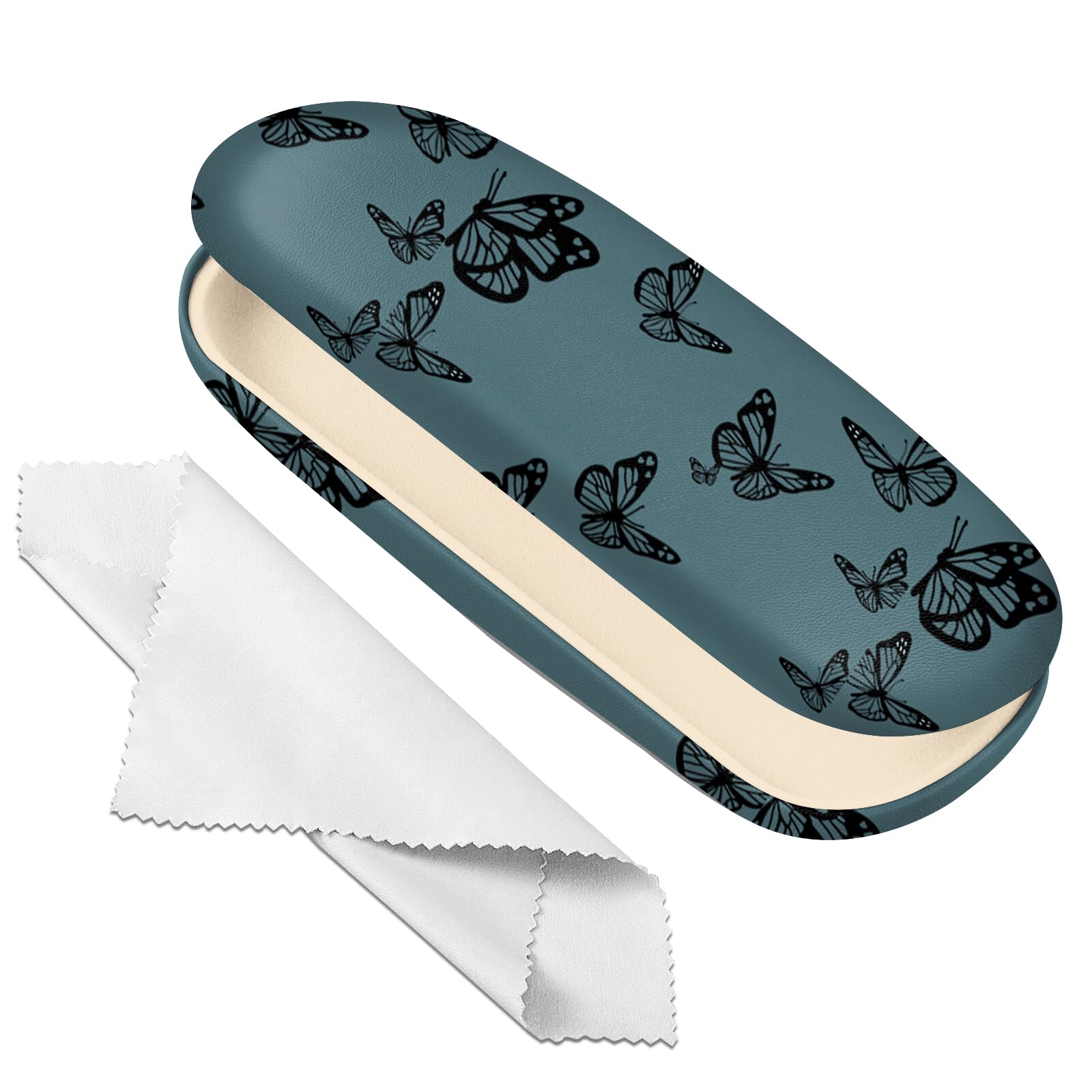 Glasses Case Hard Shell Eyeglass Protective Case Eyeglasses Holder Box with Cleaning Cloth for Women Girls Men Cute-image-47
