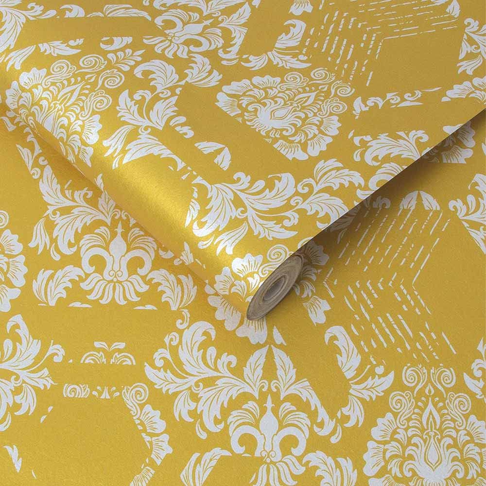 Graham & Brown Geo Damask Geometric Paste The Wall Wallpaper (Yellow)