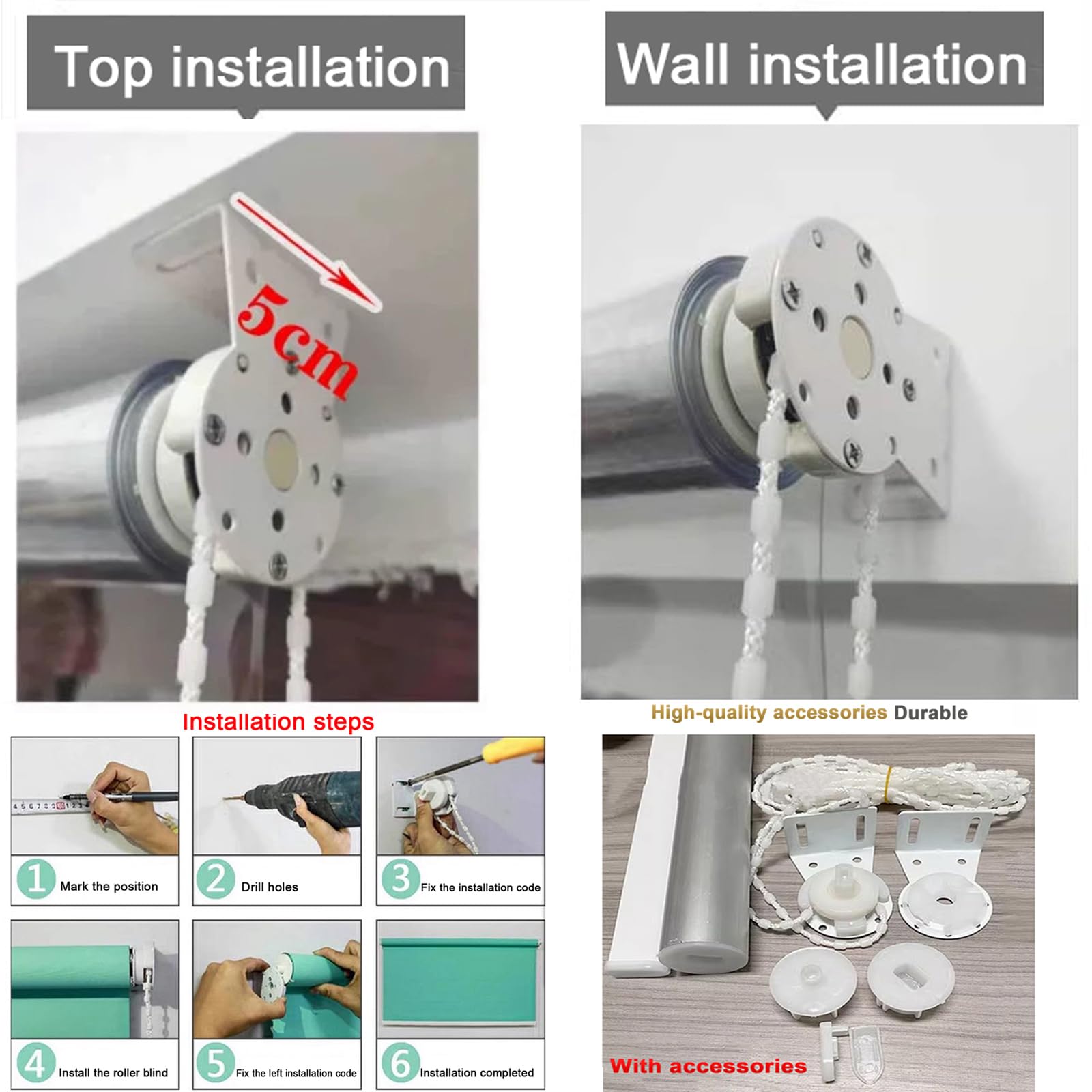 Tenda a rullo in PVC trasparente per esterni, protezione UV, antivento, copertura manuale per finestra per cucina e bagno (larghezza 155 x altezza 260 cm)