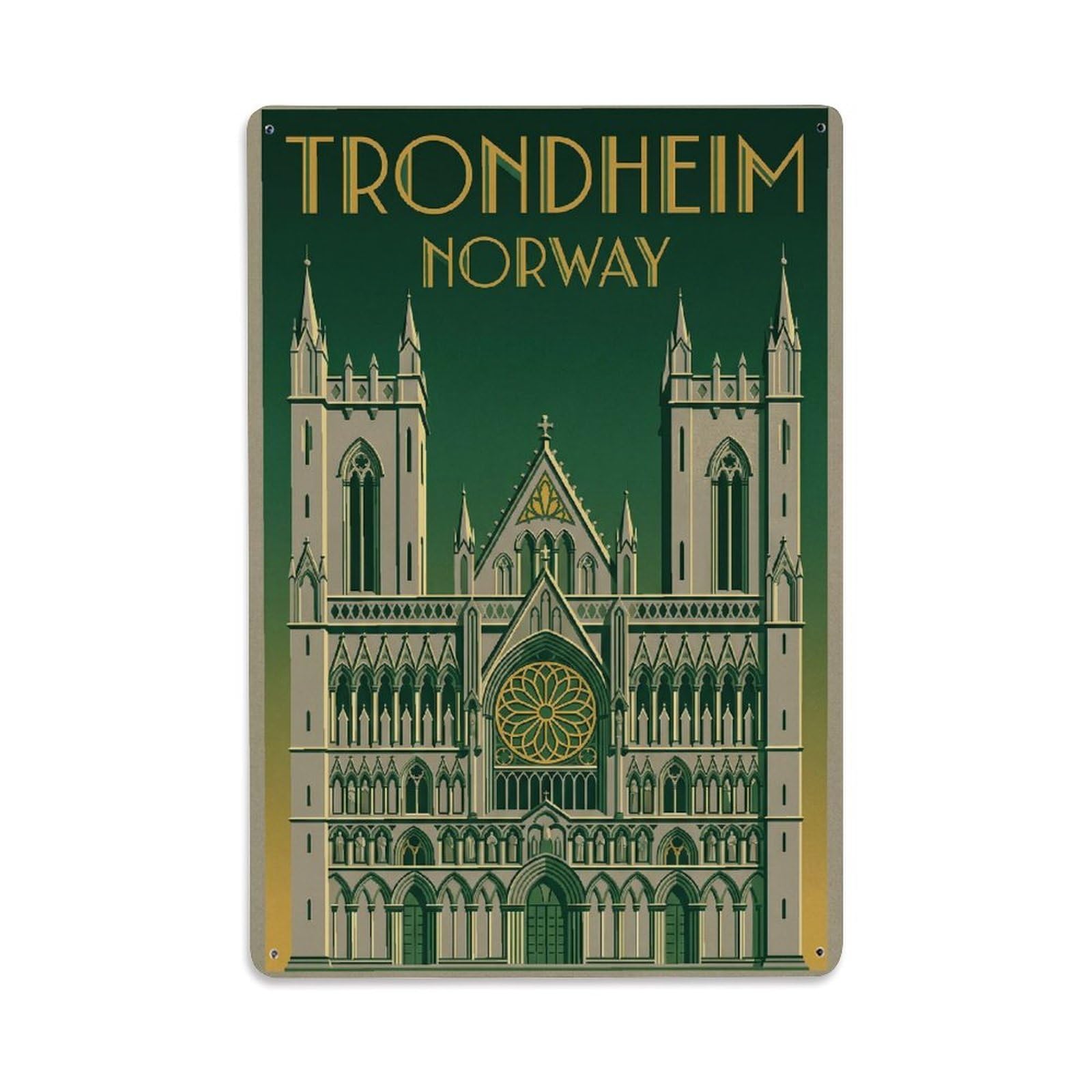 Norway Trondheim Vintage Metal Tin Sign Plaque Wall Decor for Cafe, Club Bar, Office, Garden Metal Poster 8x12Inch