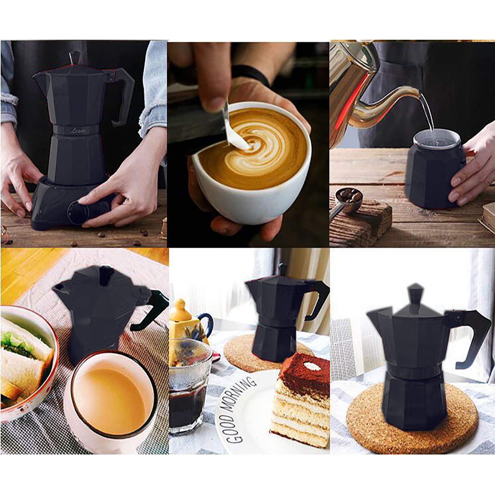 Ekspres do espresso, elektryczny ekspres do kawy, na 6 filiżanek (300 ml)