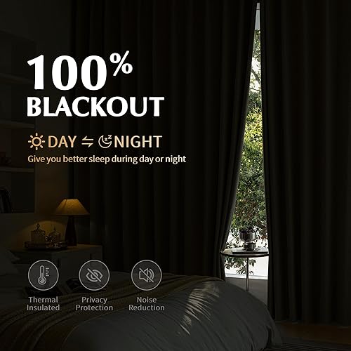 Miniatura 2 de FMFUNCTEX Cortinas florales 100% opacas para dormitorio, cortinas texturizadas en relieve gris de 63 pulgadas de largo para sala de estar, cortina