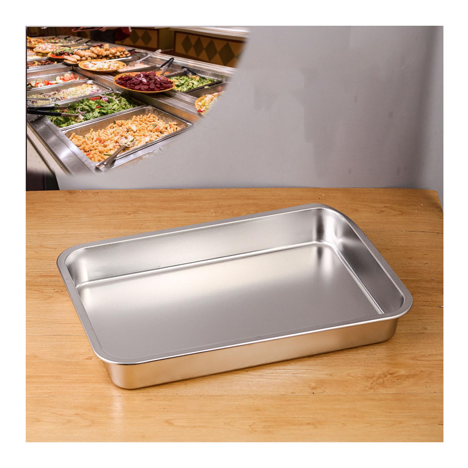50 * 35cm,7cm,hotelowy stół parowy Bufet Podłużna patelnia, komercyjna głęboka miska do gastronomii, miska na wodę ze stali nierdzewnej