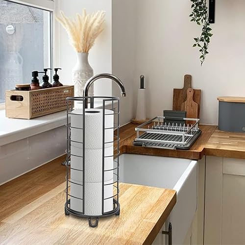 Miniatura 5 de NearMoon Soporte organizador de papel higiénico, 3 rollos de almacenamiento de pañuelos, accesorio de baño de metal, soporte de rollo de inodoro
