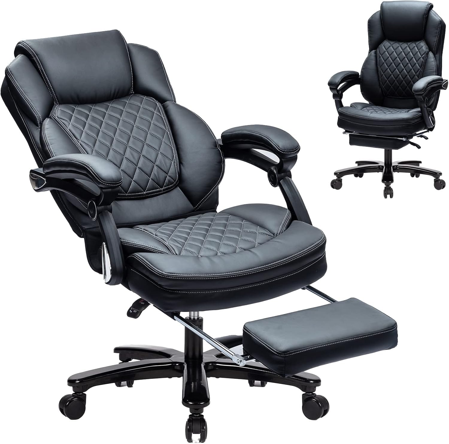 Bosmiller Bürostuhl Ergonomischer Chefsessel mit klappbaren Armlehnen