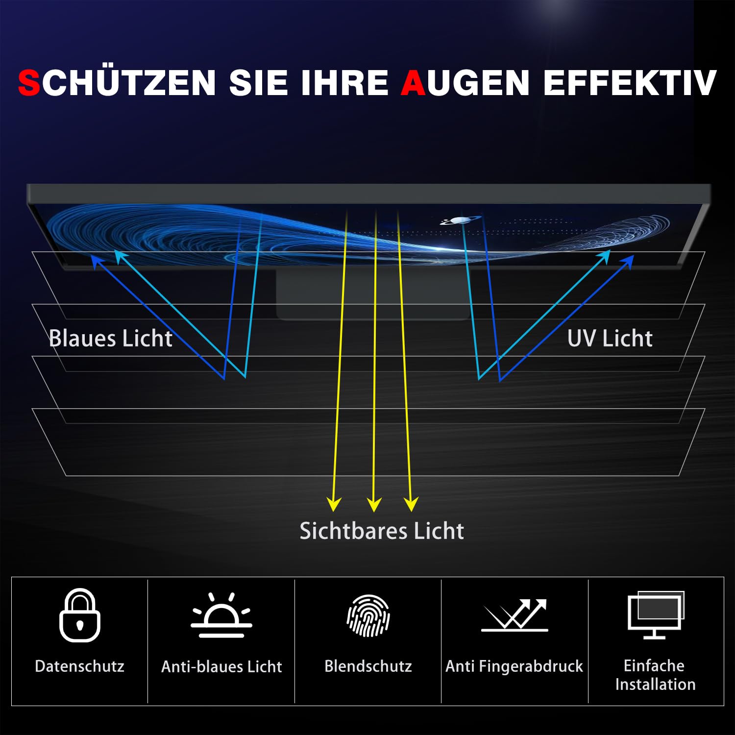 ZOEGAA [2 Stück Blickschutzfilter 24 Zoll Monitor 16:9 für 24" Monitor,Anti Blaulicht Blickschutzfolie Bildschirm 24 Zoll und Abnehmbarer Bildschirm Sichtschutzfolie Bildschirm Sichtschutz
