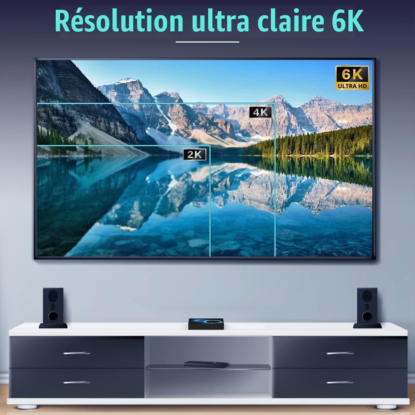 Android TV Box 10.0, Android Box 4GB RAM 32GB ROM Quad-Core Arm Cortex-A53 Con WiFi 2.4G/5.0G Ethernet 10/100M 6k HD Boitier TV Android