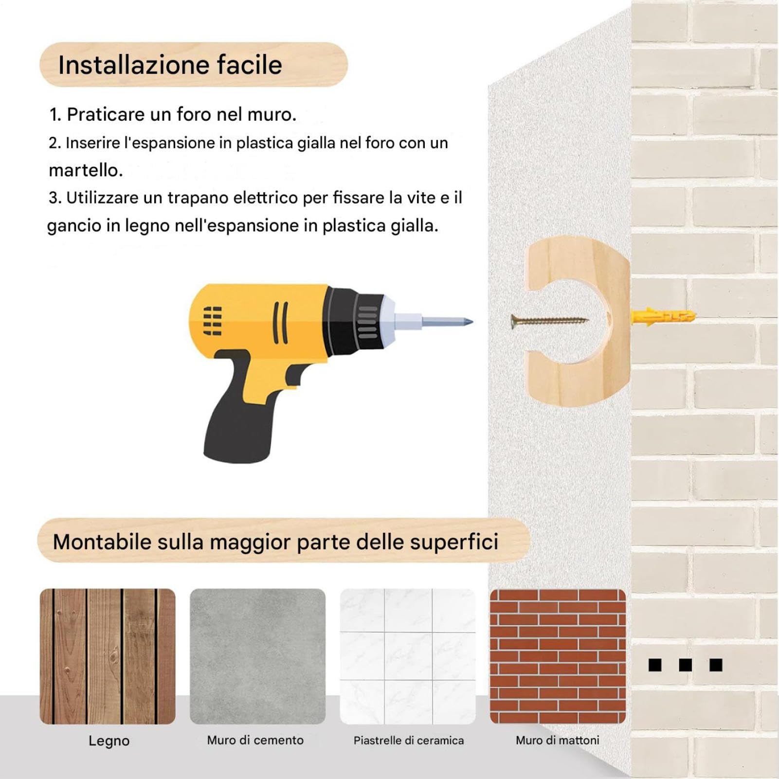 Generico Supporto Parete Pagaia Kayak - Espositore Collezione, Porta Remi in Legno, Rastrelliera Canoa | per Garage Soggiorno Camera da Balconi Esterno Interno