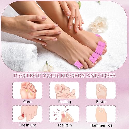 Miniatura 3 de 16 fundas de tubo para dedos de los pies, protectores de gel suave para cojines de callos, ampollas, callos, dedos de los pies y dedos (rosa)