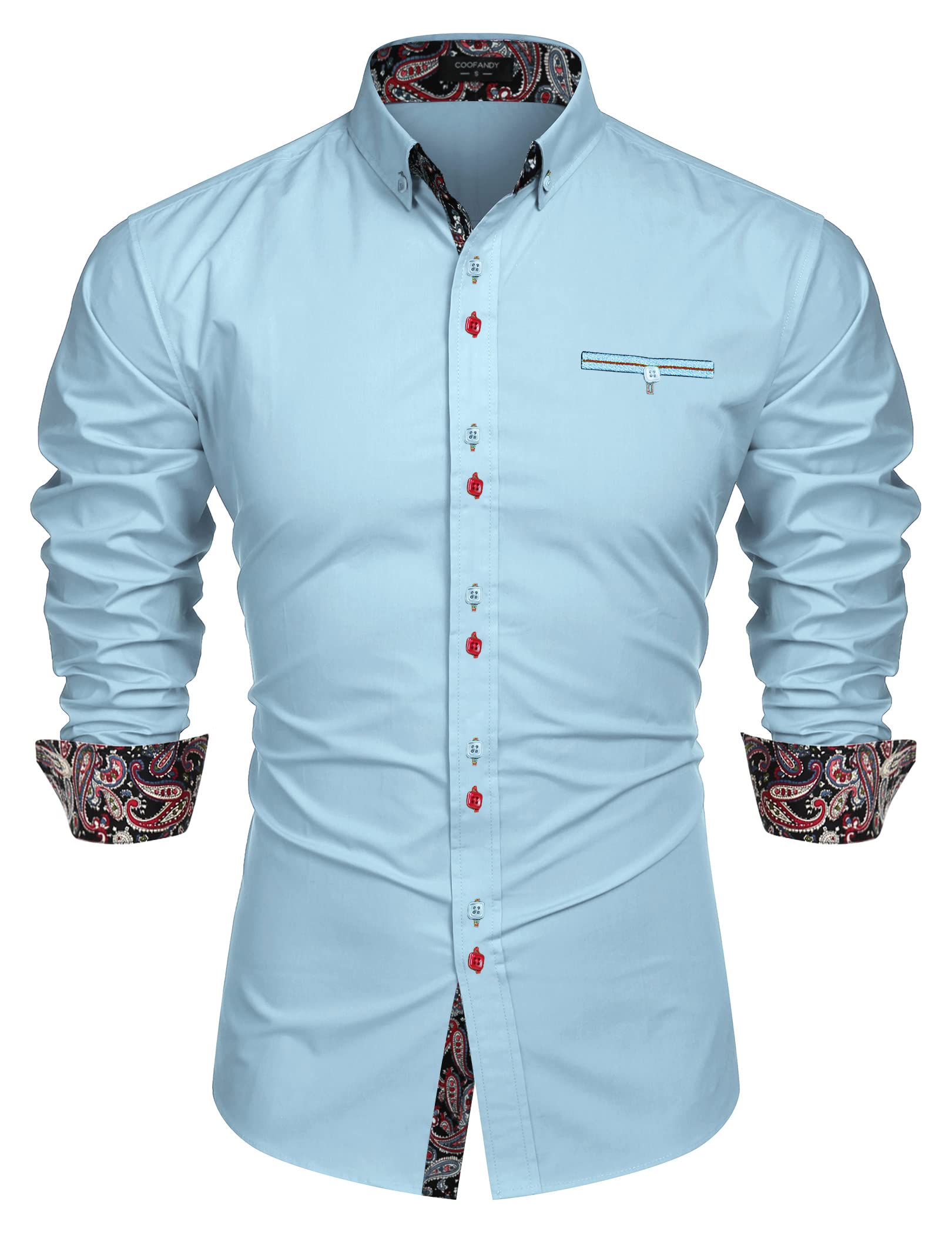 COOFANDY Men's Fashion Slim Fit Dress Shirt Casual Long Sleeve Button Down Shirt