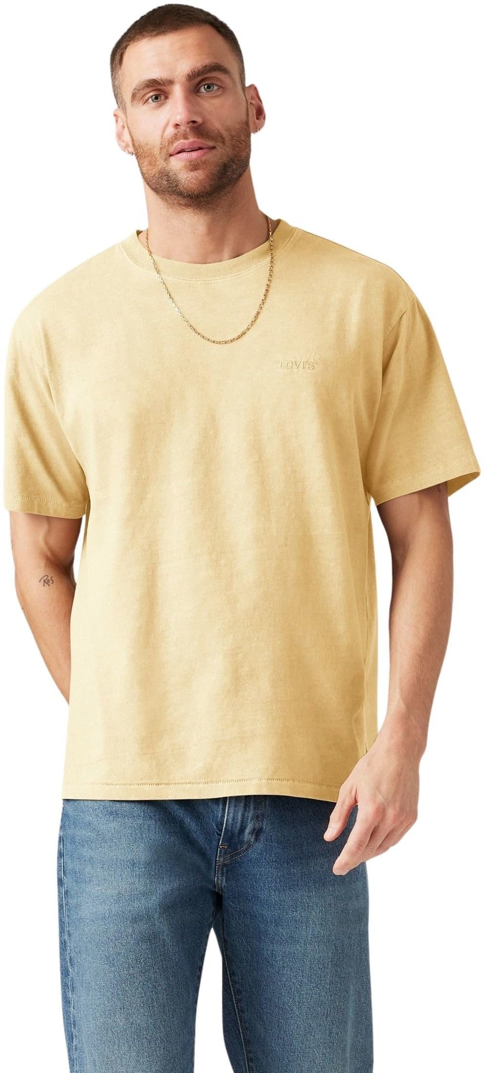 Levi's Men's T-Shirt Red Tab Vintage with Logo, Relaxed Fit, Yellow (Garment Dye Double C), M