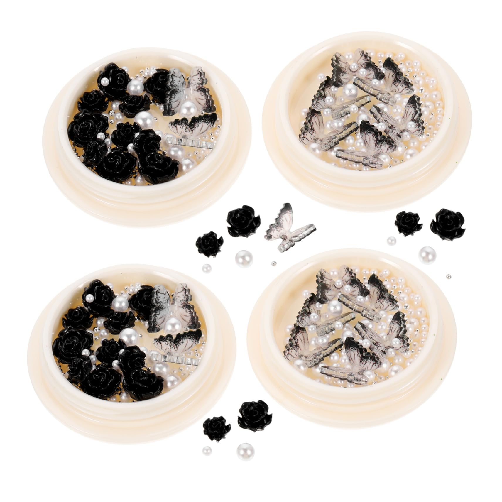 VICASKY 5 Set Shinestone Di Nera Ciondoli Per Unghie Strass Adesivo Arredamento Per Unghie Ciondolo Cristalli Decorazioni Unghie Resina 4 Scatole*5