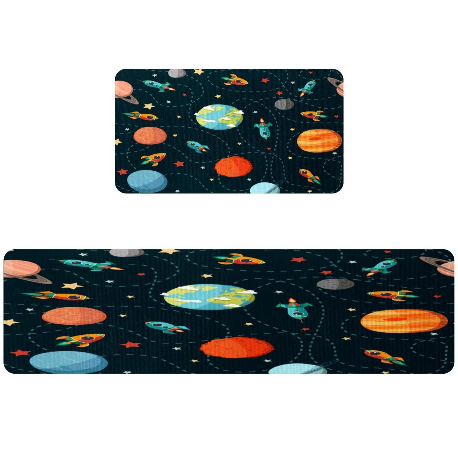 Alfombra de cocina antideslizante y lavable con universo