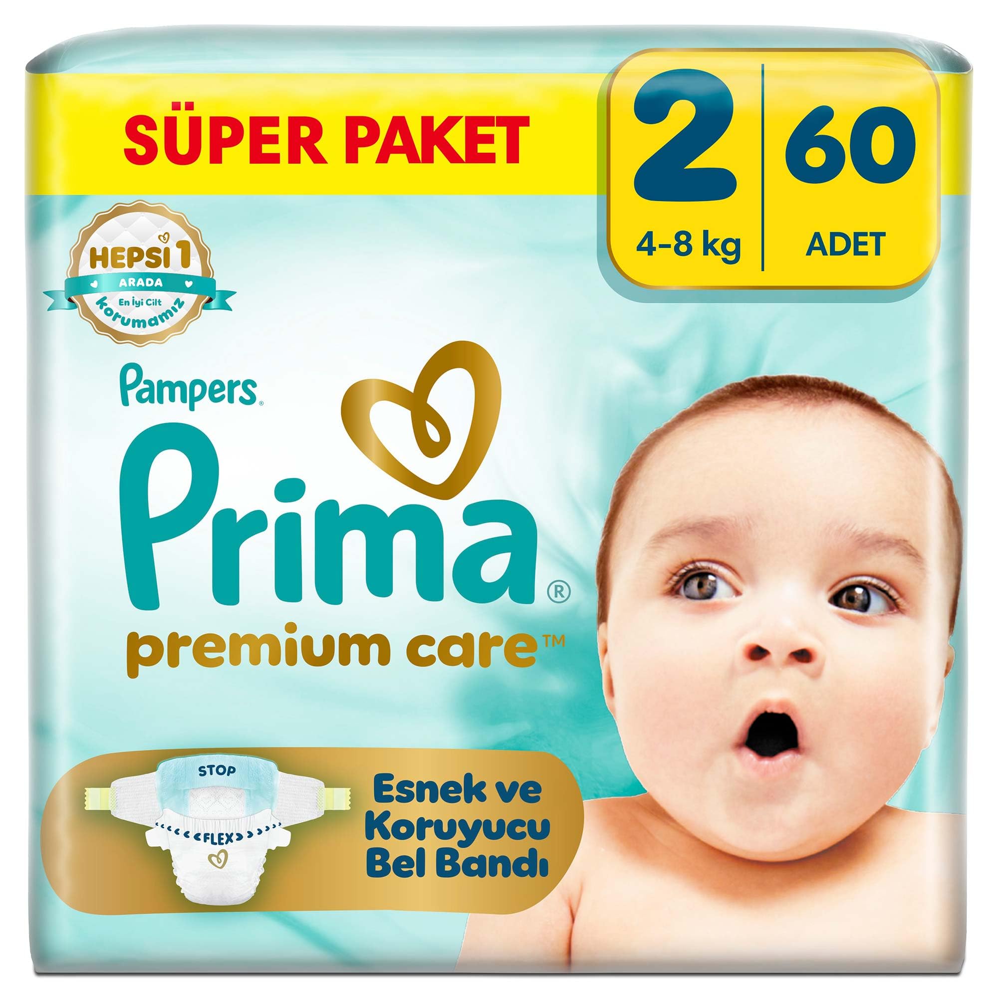Prima Bebek Bezi Premium Care 2 Numara 60 Adet Ekonomik Paket