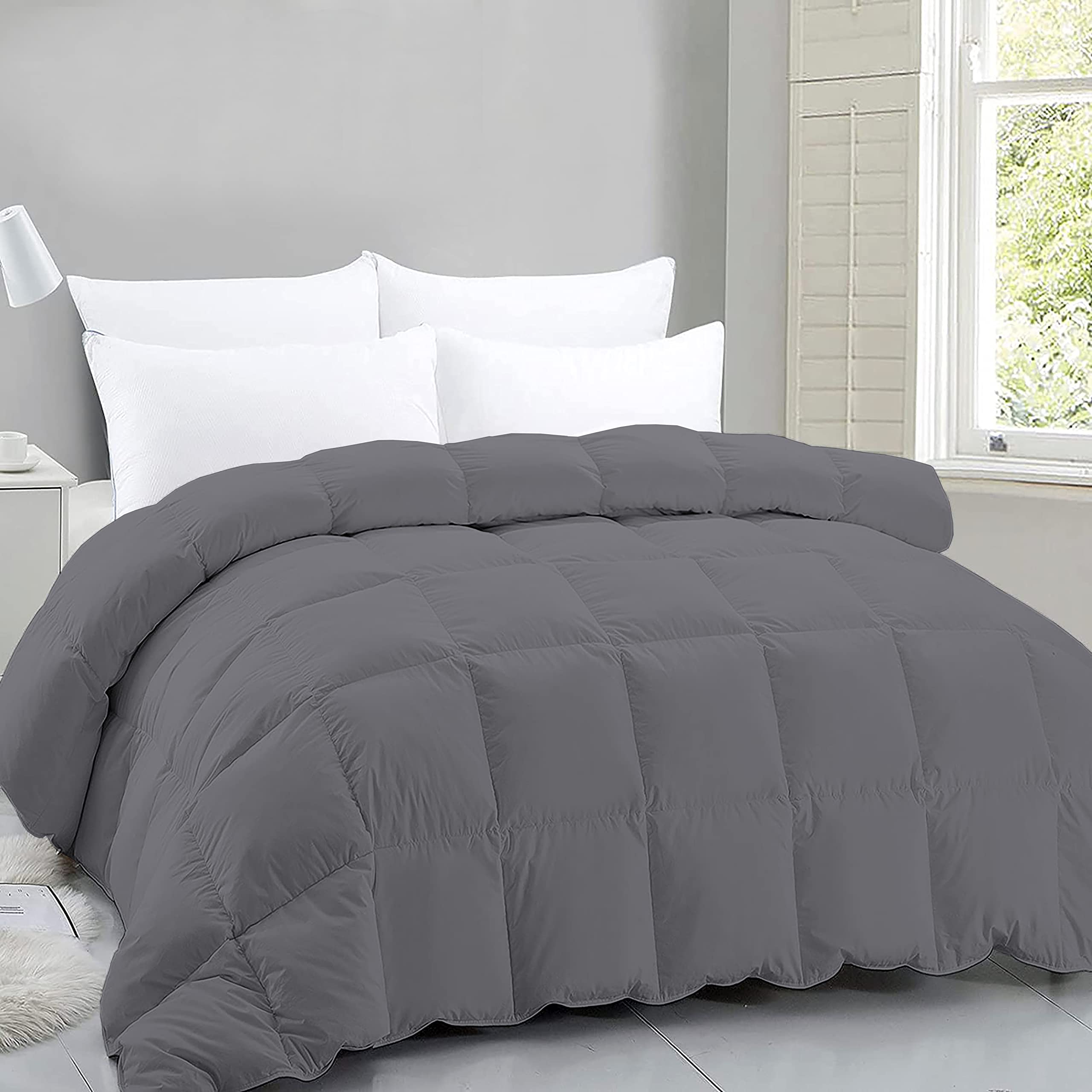 Machine Washable Comforter Double Bed Double Size Microfiber 350 GSM Winter Comforter (90" x 100" Inches/228cm x 254cm) Blanket/Quilt/Rajai - Double Size Comforters | Dark Grey-image-4