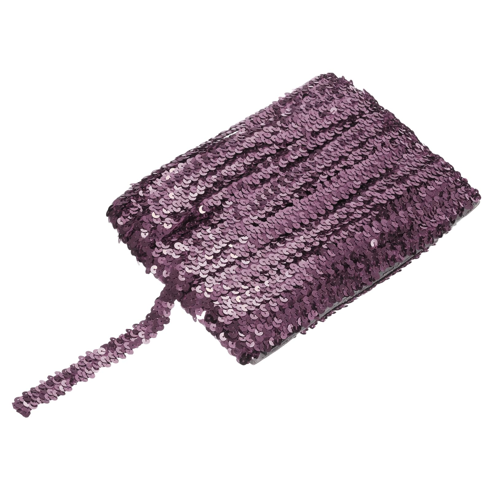 MECCANIXITY 25 Yards 0.8 Inch Elastic Sequins Trim Flat Sequin Strip Paillette Fabric Ribbon for Crafts DIY Fringe Sewing Dark Red