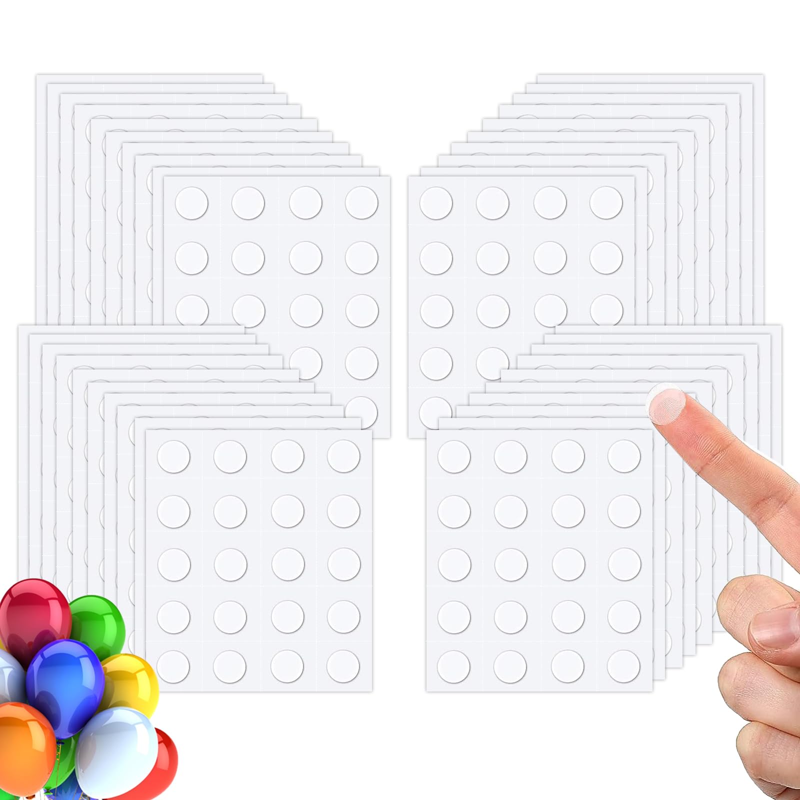 Azxndy 50 Sheets Double Sided Transparent Putty for Balloons,1000 Glue Points Clear Sticky Dots Stickers Removable Waterproof Round Traceless Mounting Adhesive Balloon Decorations Accessories