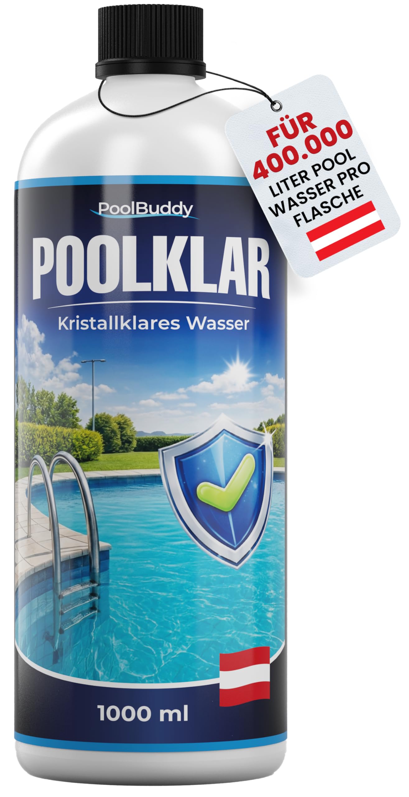 PoolBuddy Poolklar 0,5L | Für kristallklares Poolwasser | Universal Trübungsentferner für alle Filterarten | Hochkonzentrat für 200.000l Poolwasser, ideal für Pools, Planschbecken & Whirlpools