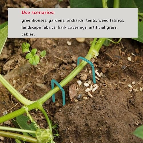 Miniatura 3 de Estacas de jardín para red, clavijas de tierra de plantas de 6 pulgadas para membrana de control de malezas, 50 estacas en forma de U para césped